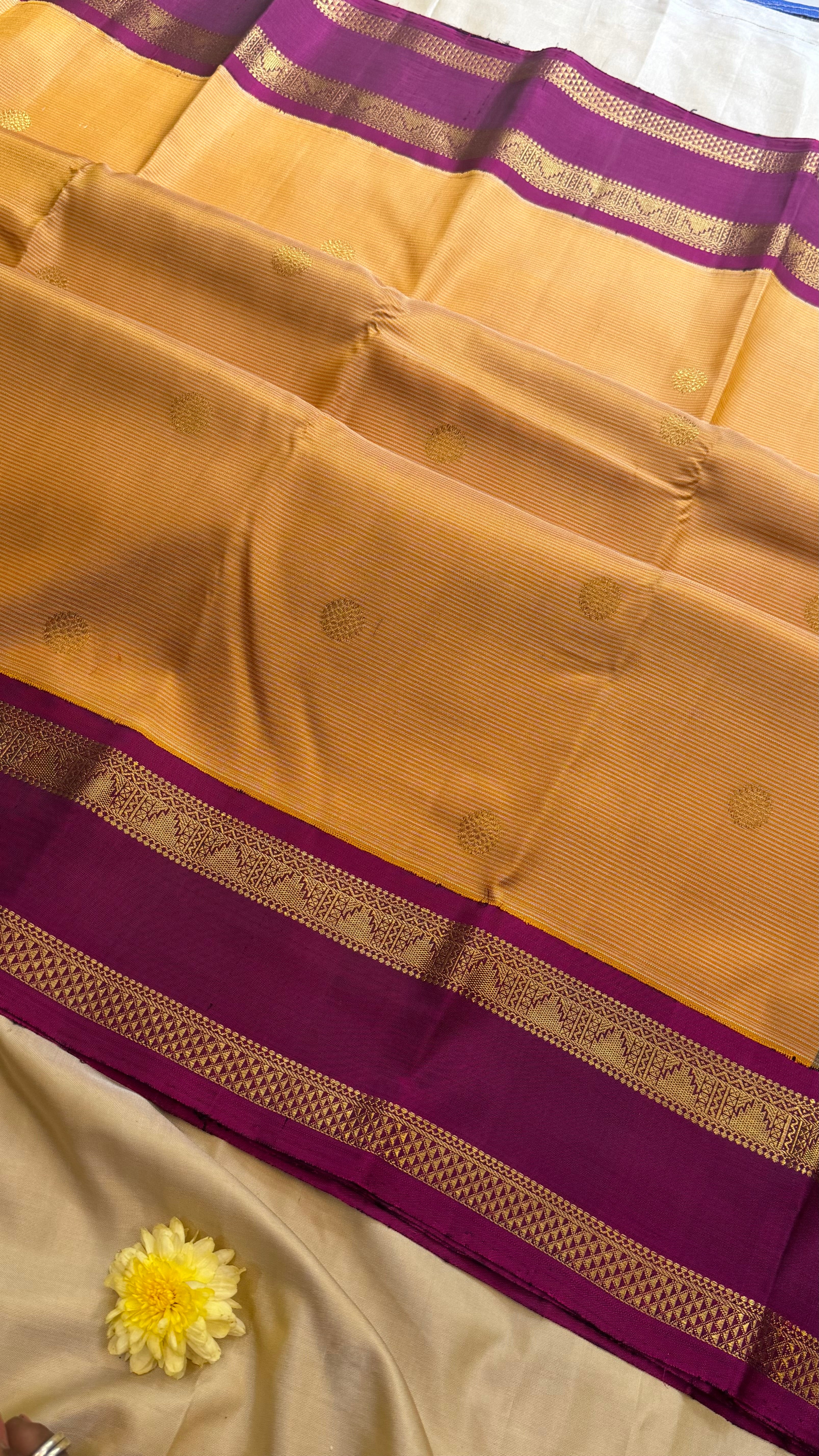 Sandalwood shade and magenta rettapet border kai korvai/ Kanjipuram Silk