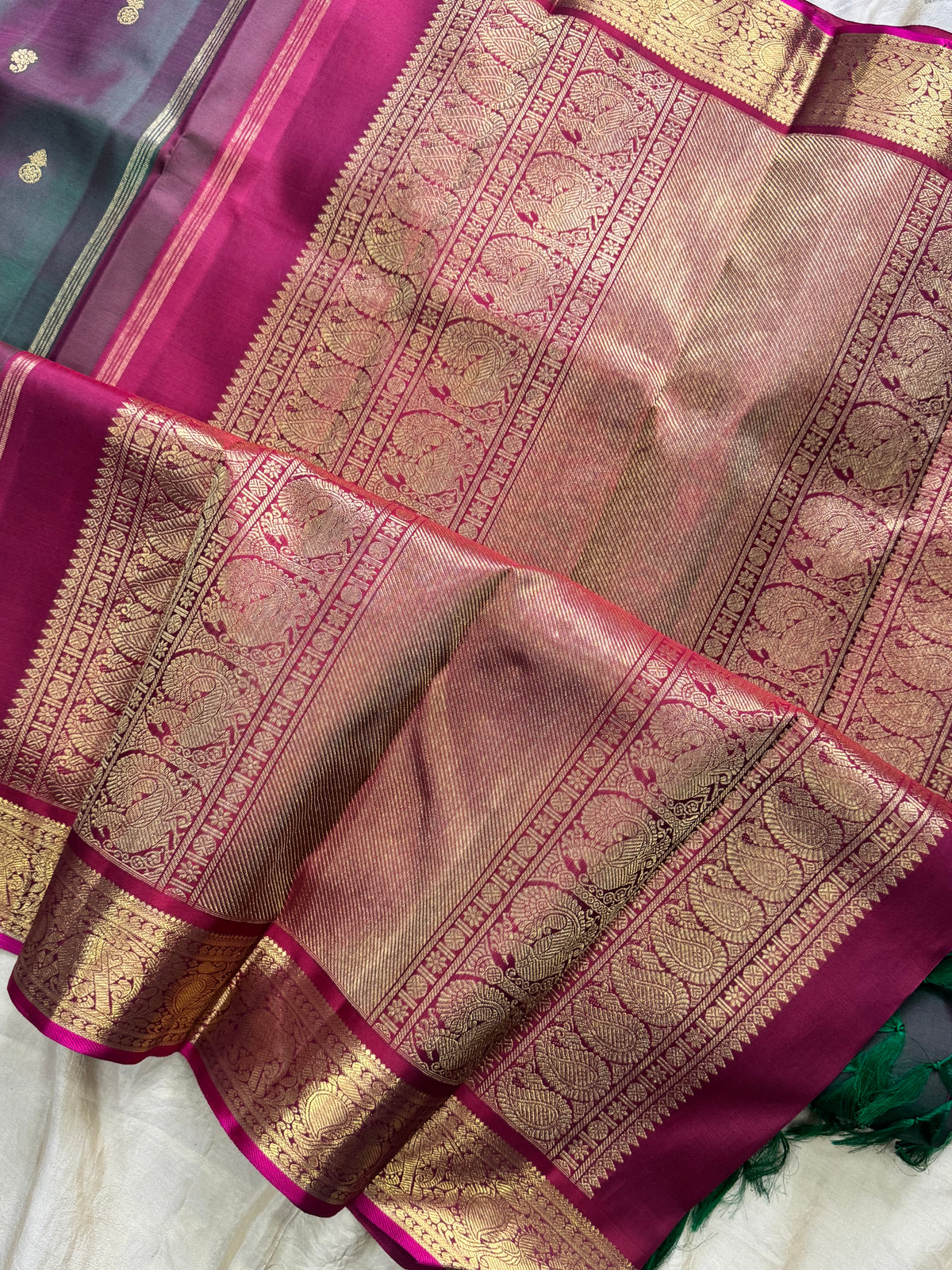 Manthulir body with maroon border pure zari kanjipuram silk saree clsa 11762