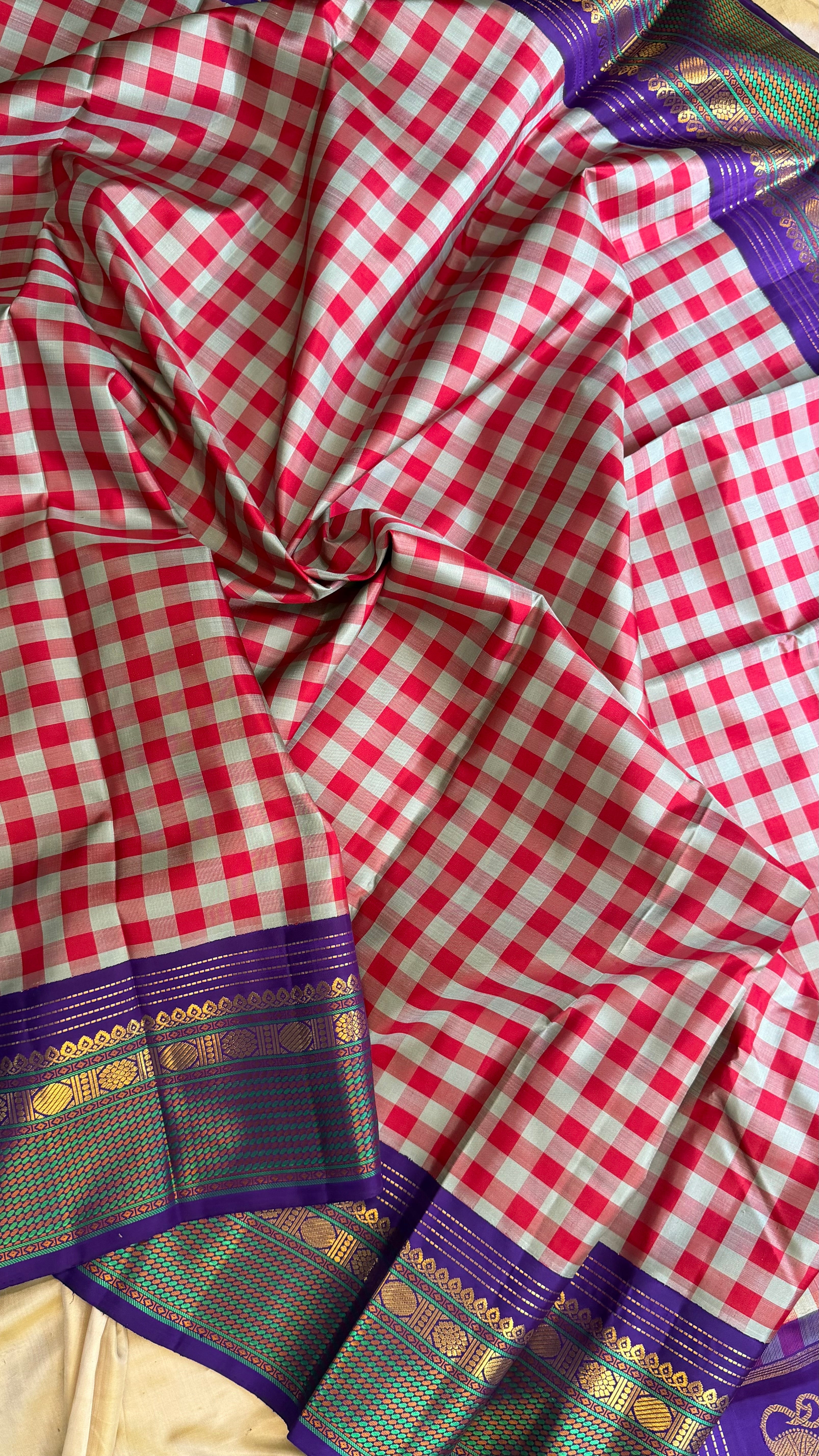 Master weaver - Vintage kattam singam pallu / Kanjipuram Silk