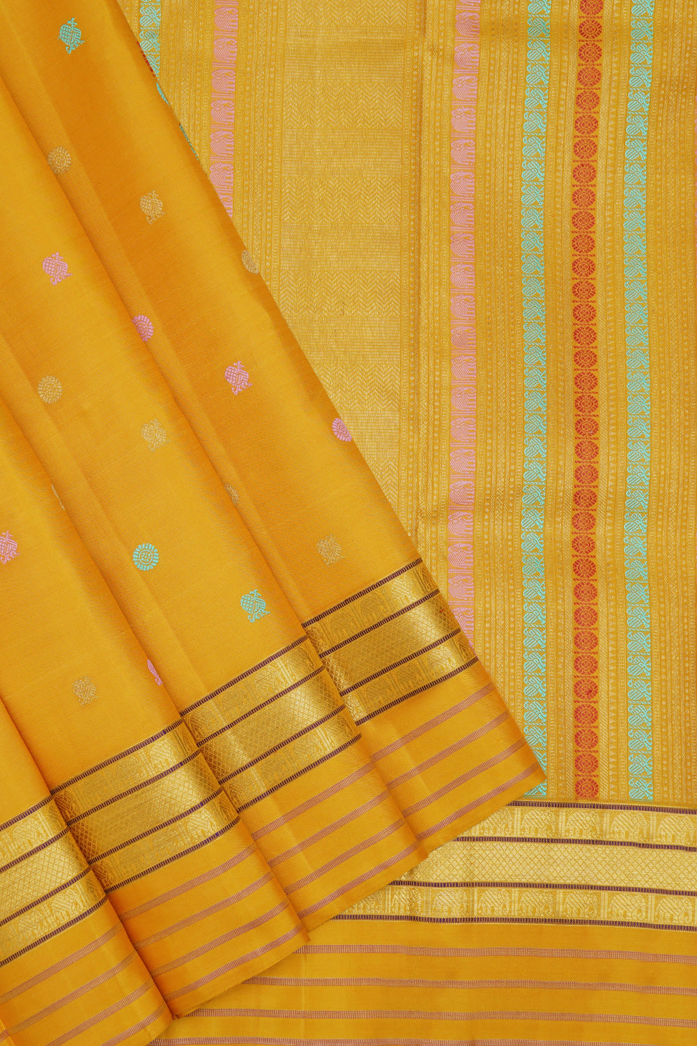 Yellow varisapet border/ kanjipuram silk