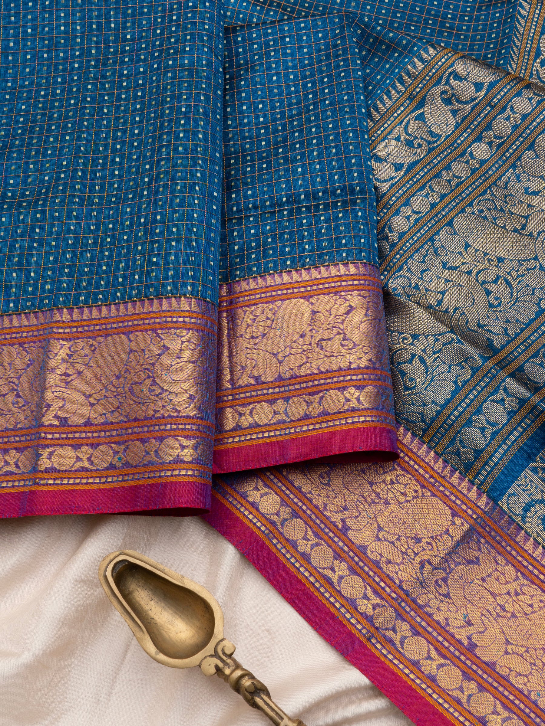 Rama blue lakshambutta/ Silk Cotton Saree CLSA10230