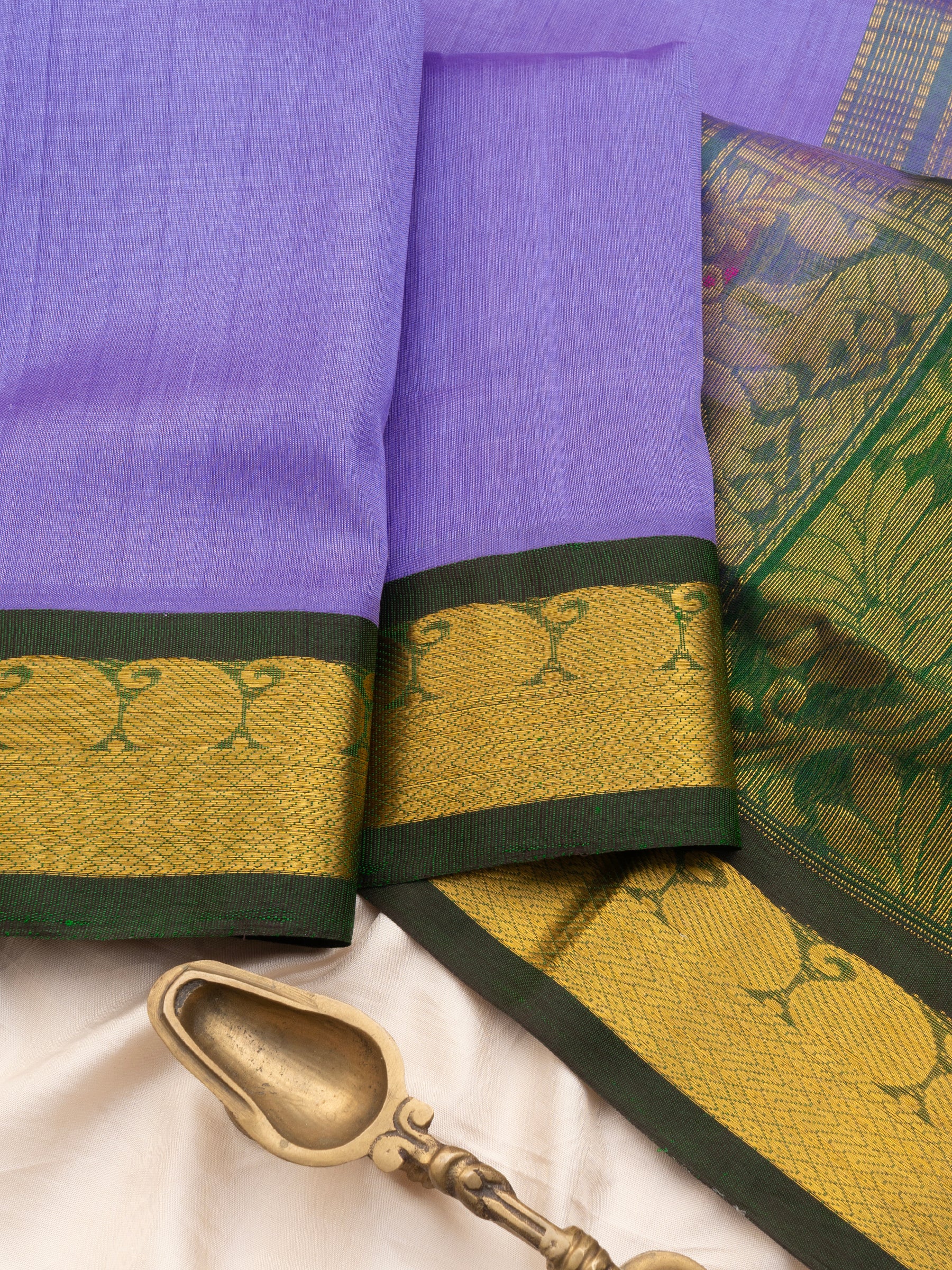Lavender and green korvai /Silk Cotton Saree CLSA10425