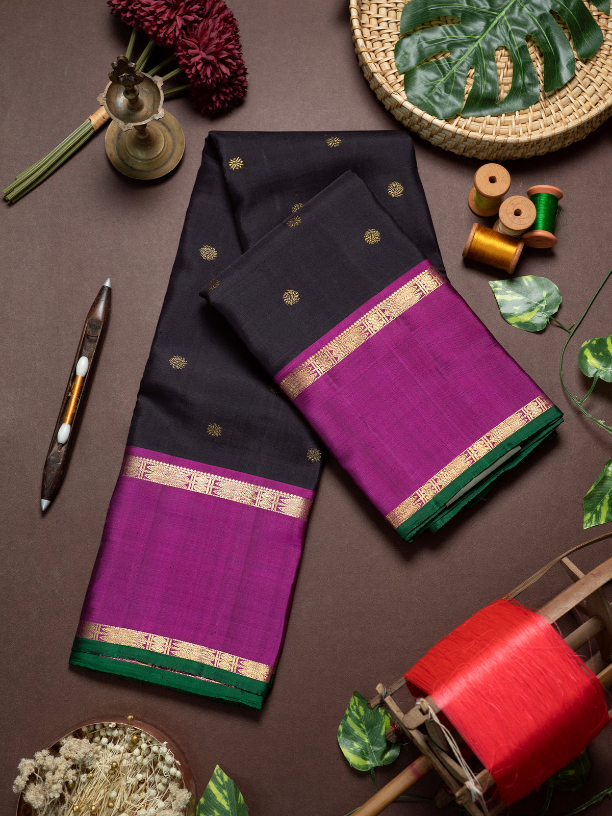 Deep kanchana and magenta fish pet / Kanjipuram Silk Saree CLSA11312