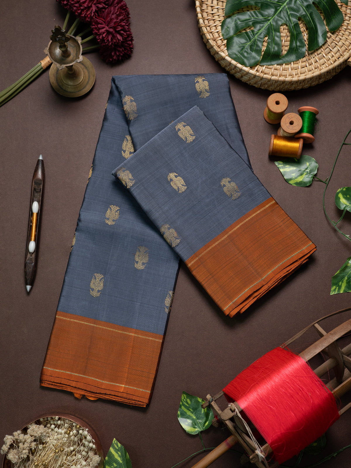 Grey irutalaipakshi Kanjipuram Silk Saree CLSA9993
