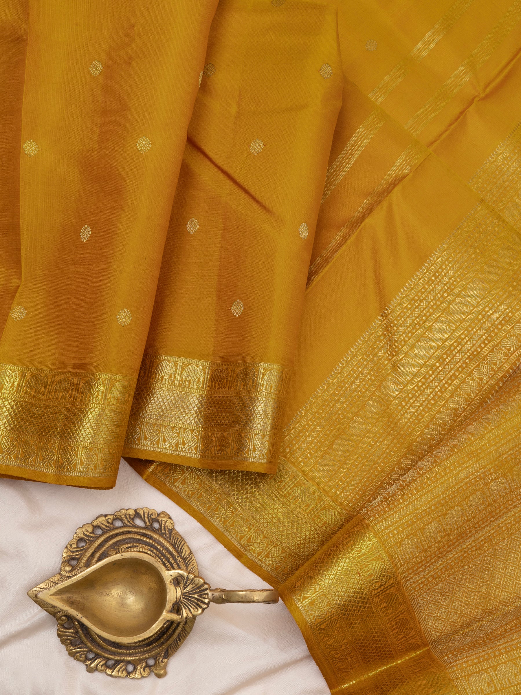 Golden mustard getti border/ Kanjivaram Silk Saree CLSA6333