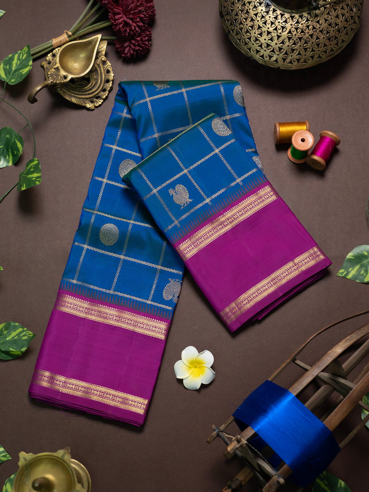 Veldhari Kattam Korvai Pure Kanjipuram Silk Saree CLSA3342