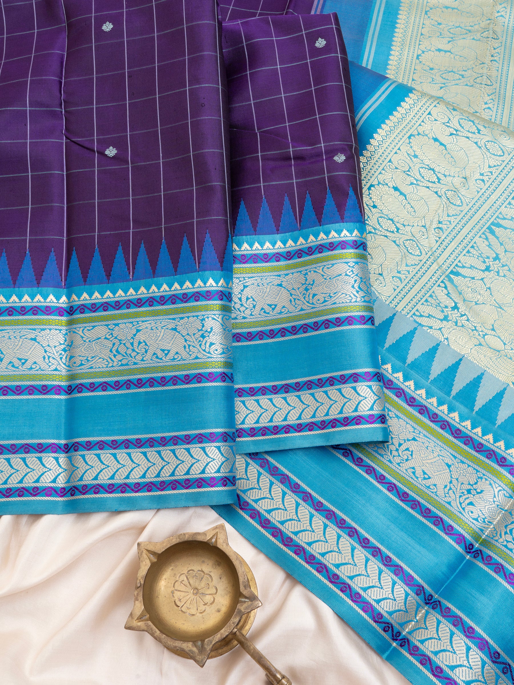 Purple and anandha blue kattam / Special Edition Silk CLSA3859