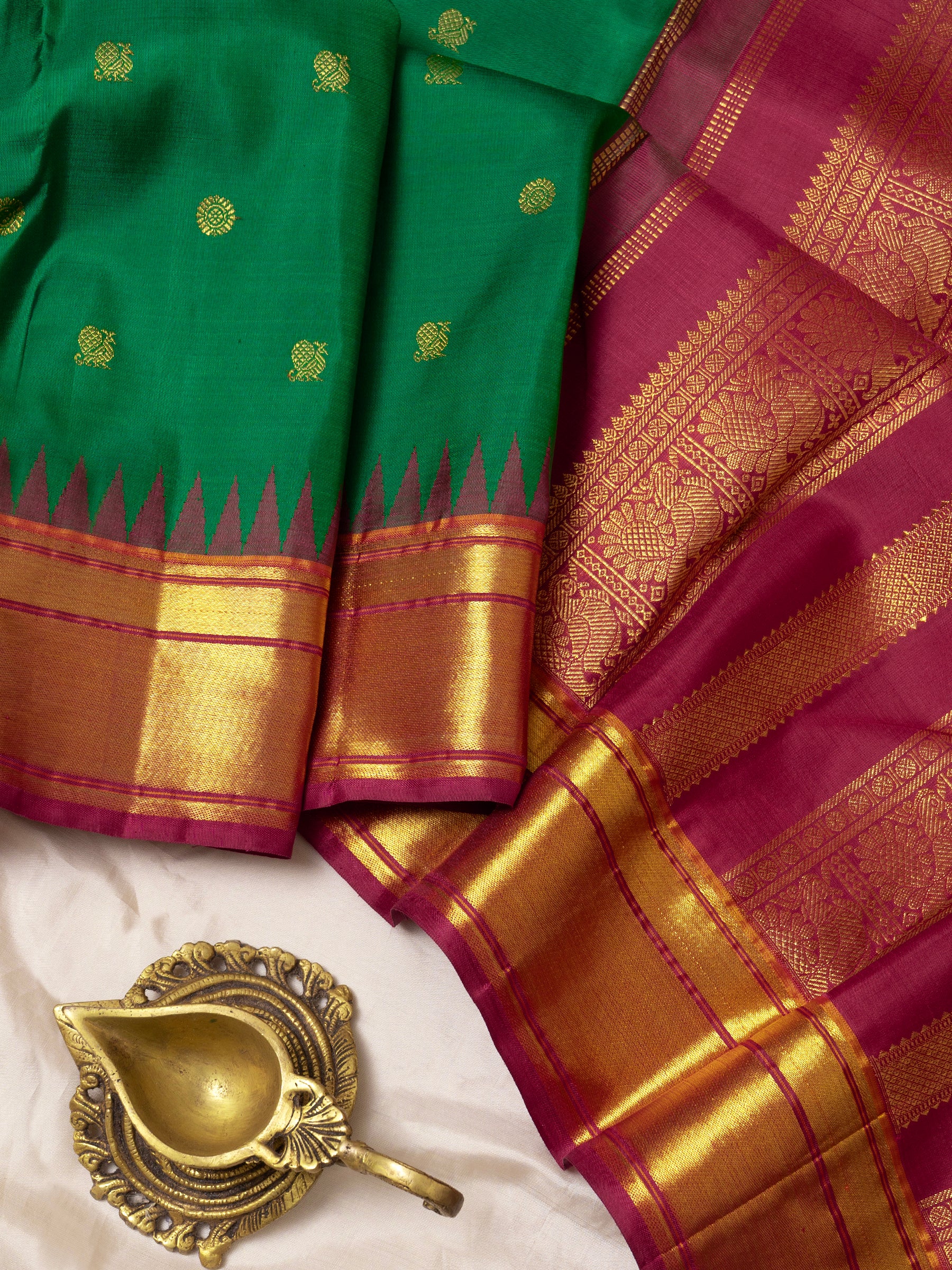 Green korvai Kanjipuram Silk Saree CLSA4769