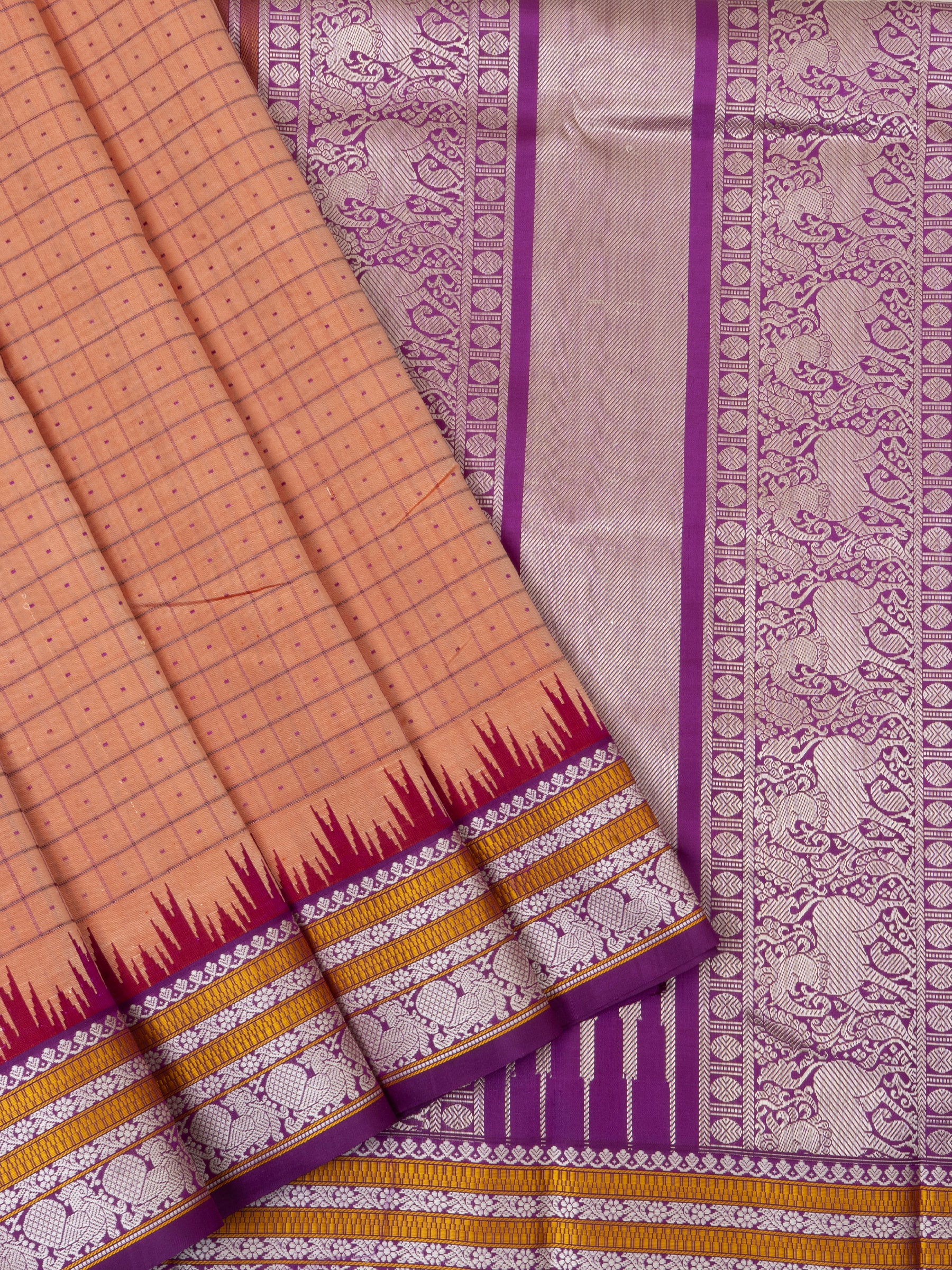 Orange and purple kattam / special edition kanjipuram silk CLSA5160