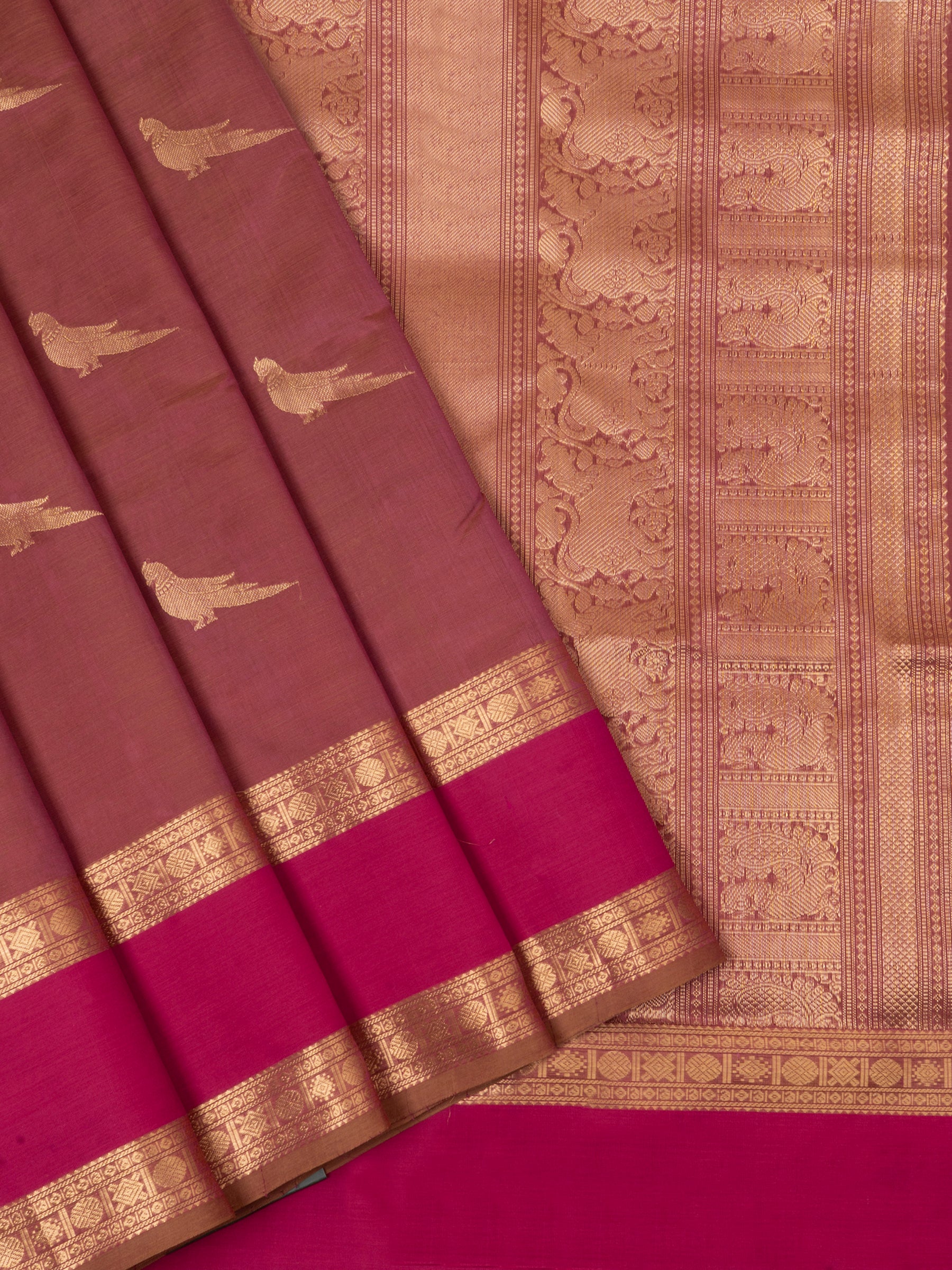 Onion pink killi butta/ Silk Cotton Saree CLSA5217