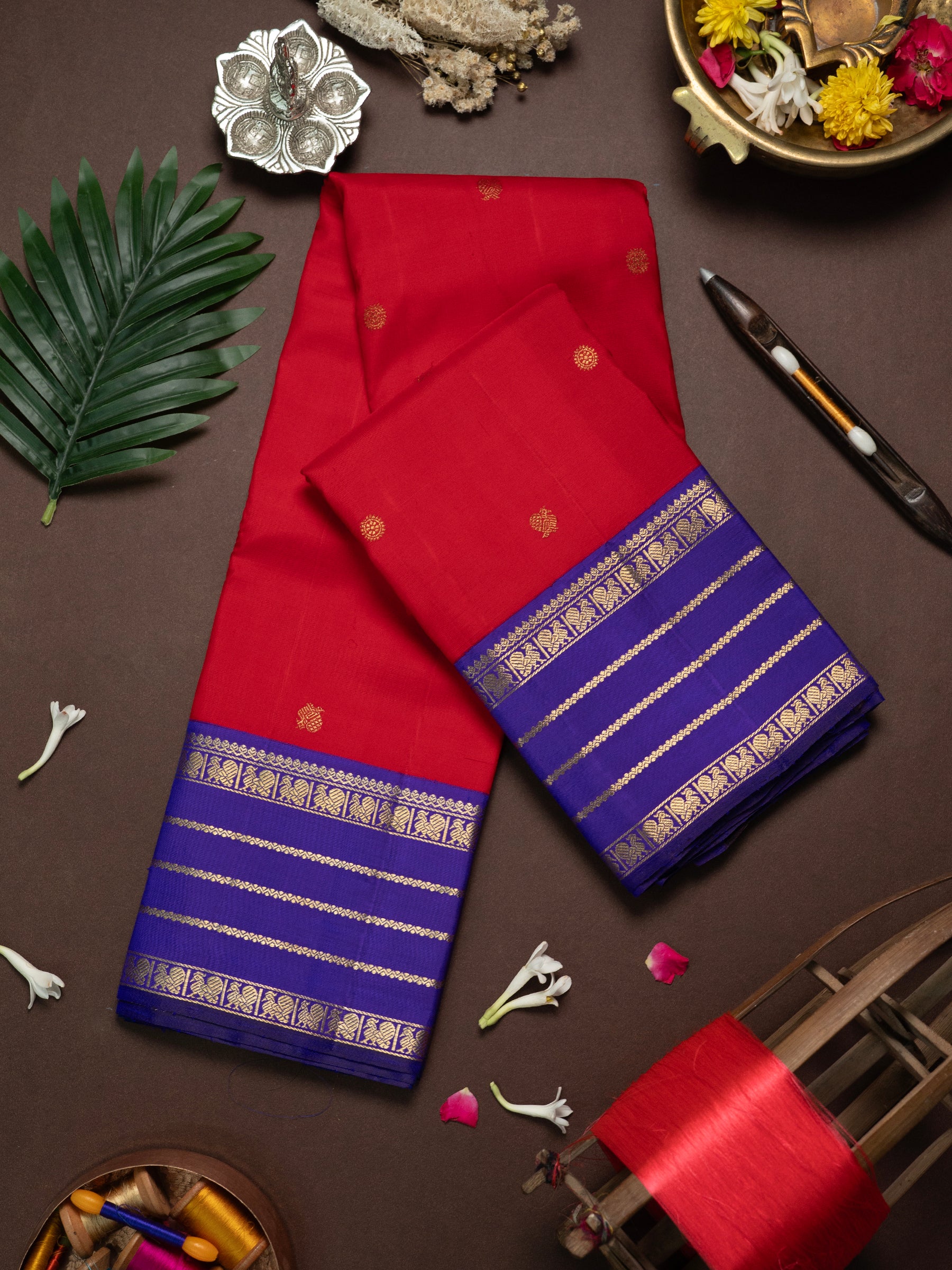 Red veldhari Korvai Kanjipuram Silk Saree CLSA5280