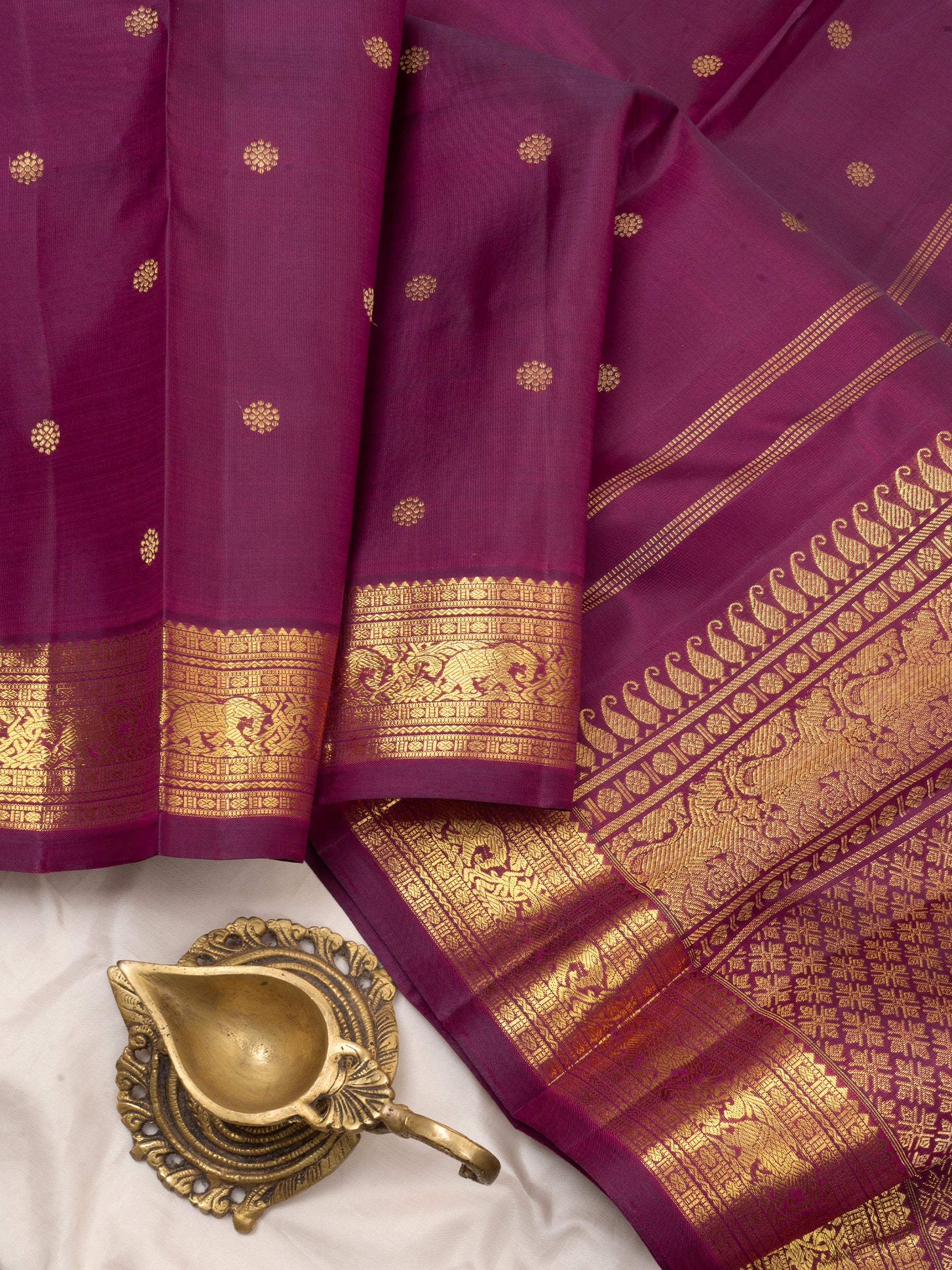 Wine getti border/ Kanjivaram Silk Saree CLSA6222