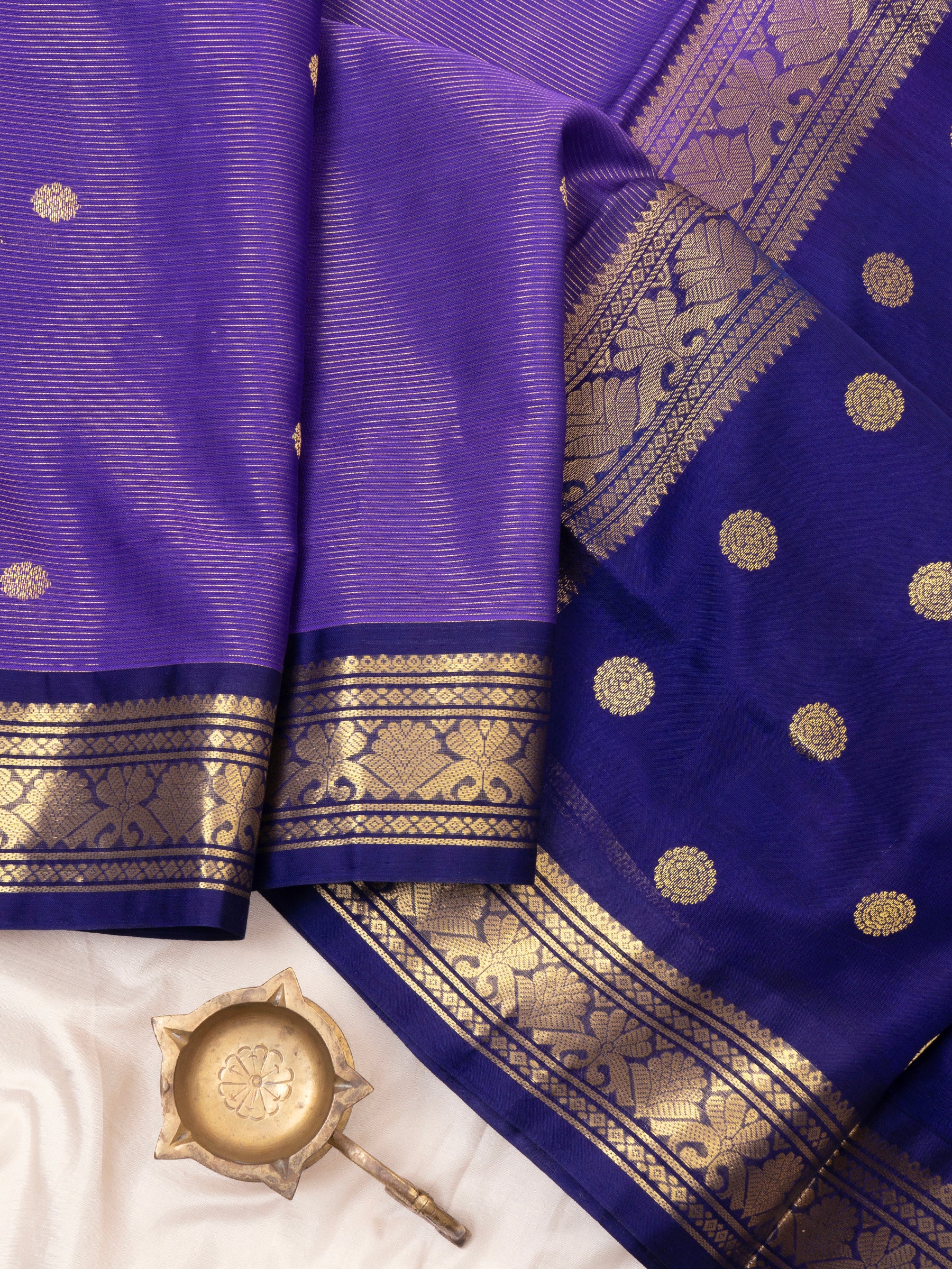 December poo and deep blue / Silk Cotton Saree CLSA9739
