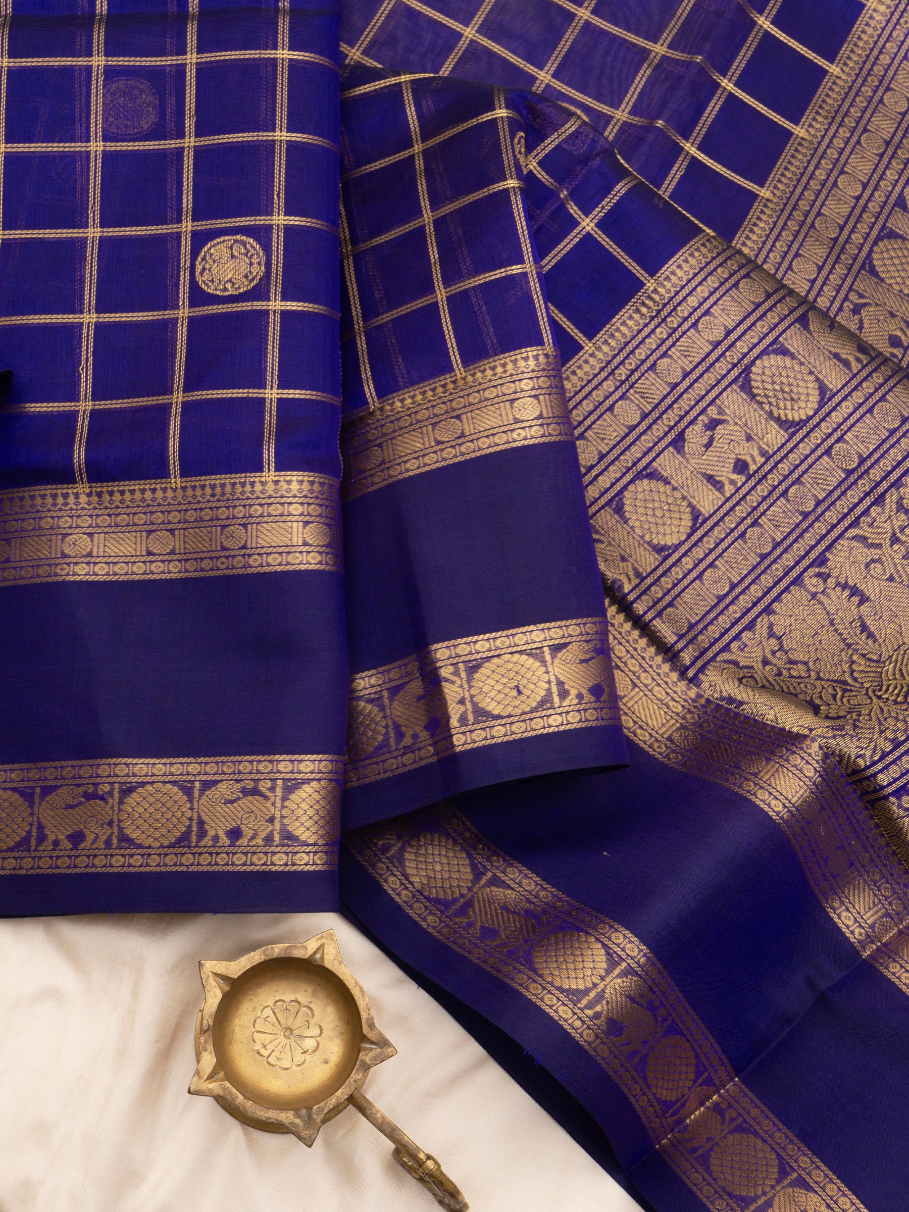 Purplish blue kattam / Silk Cotton Saree CLSA6635