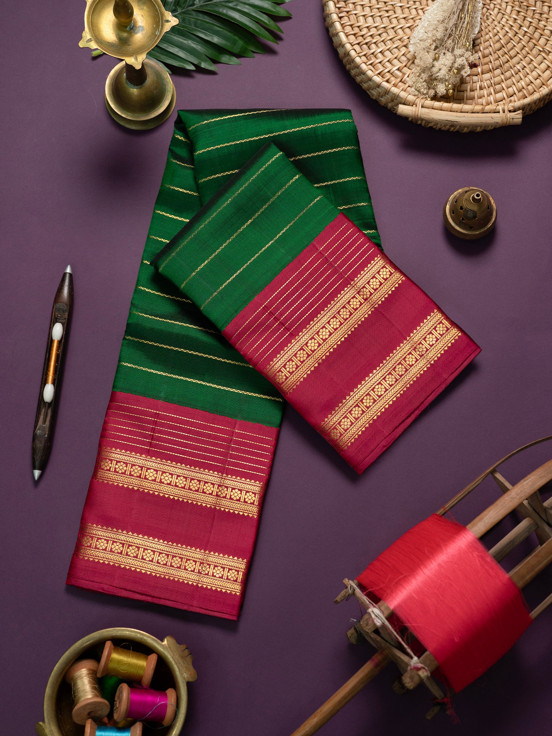 Vintage veldhari korvai Kanjipuram Silk Saree CLSA7024