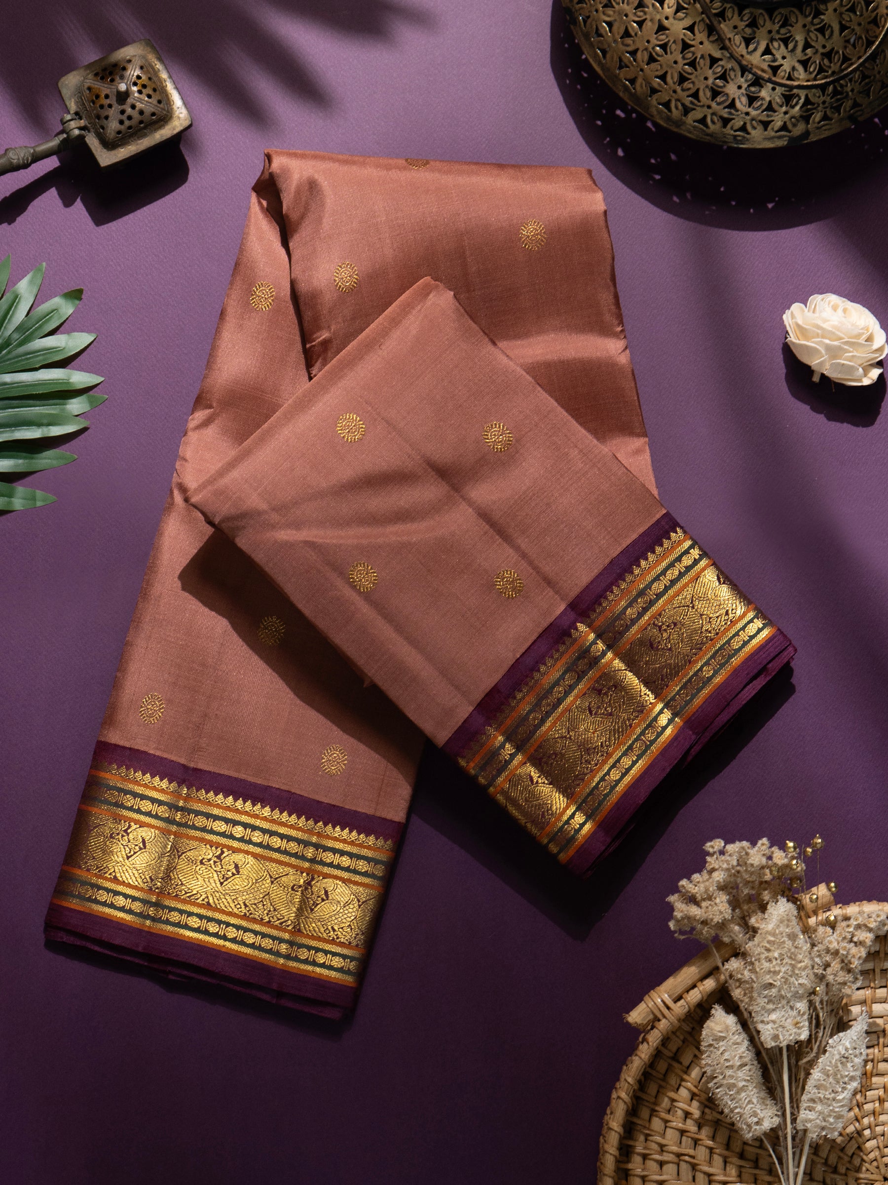 Geva and paaku kai korvai meenakari pallu / Kanjipuram Silk Saree CLSA8179