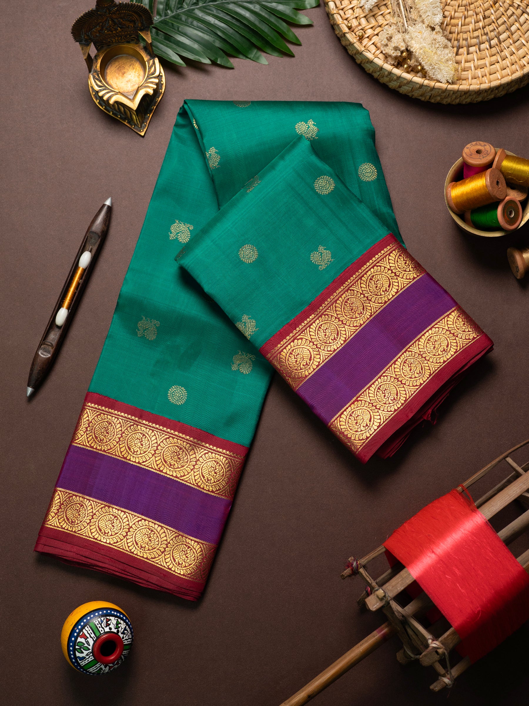 Rama green with Retta pet Korvai / Kanjipuram Silk Saree CLSA8183