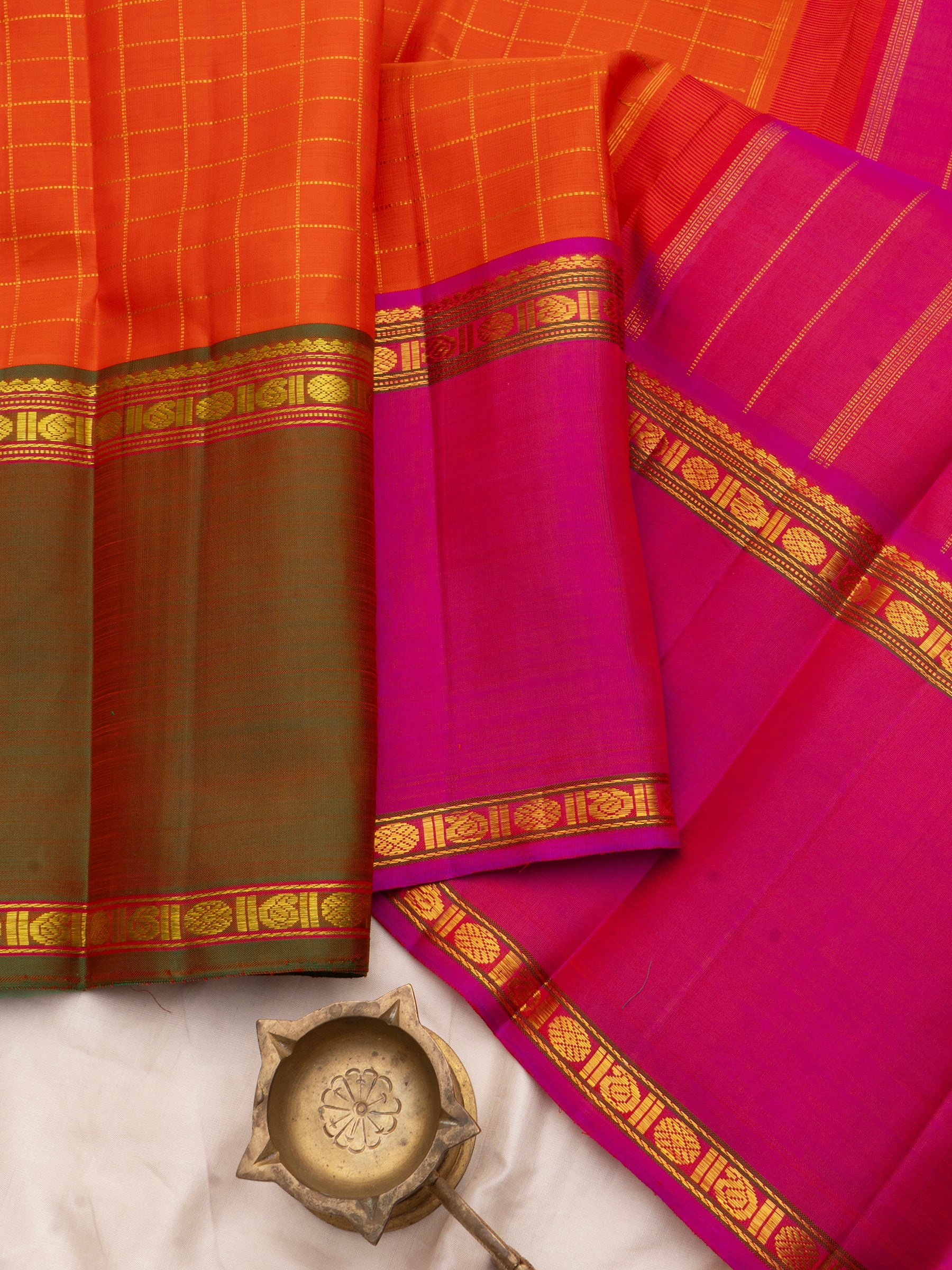 Orange kattam ganga jamuna border / Arani Silk Saree CLSA8548