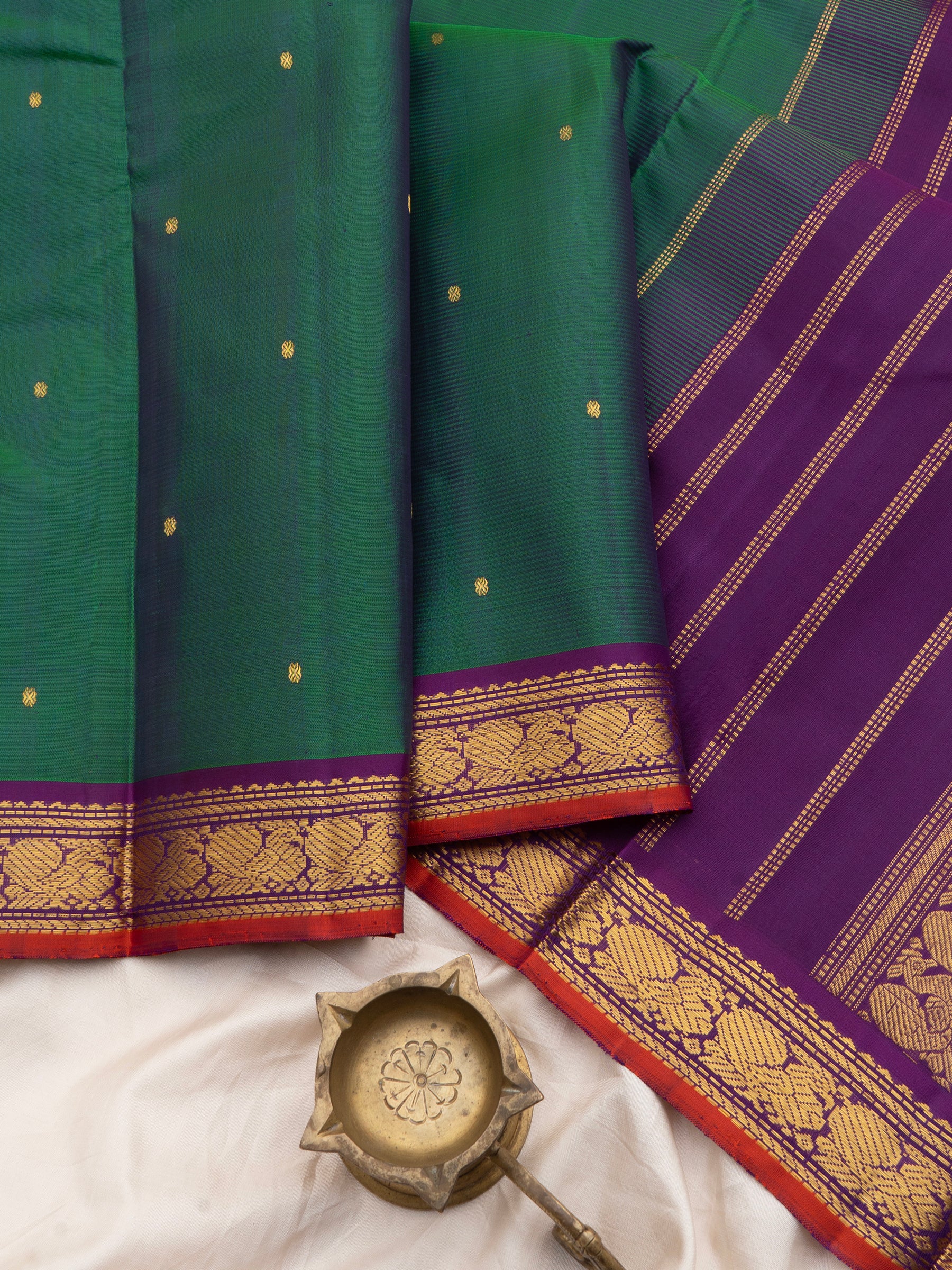 Green and purple annam pet small border/ Arani Silk Saree CLSA9034