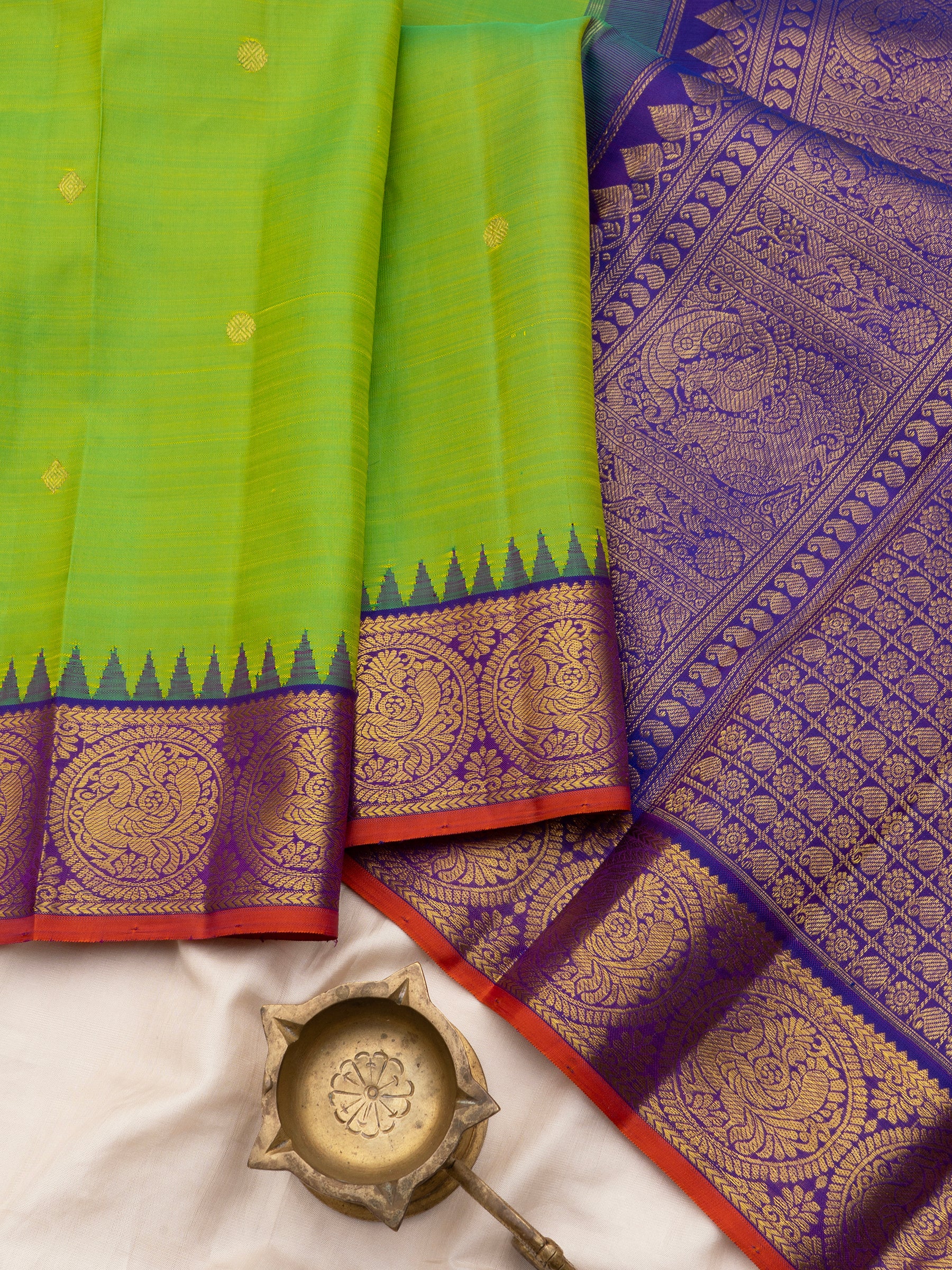 Sneha green and violet korvai / Arani Silk Saree CLSA9054