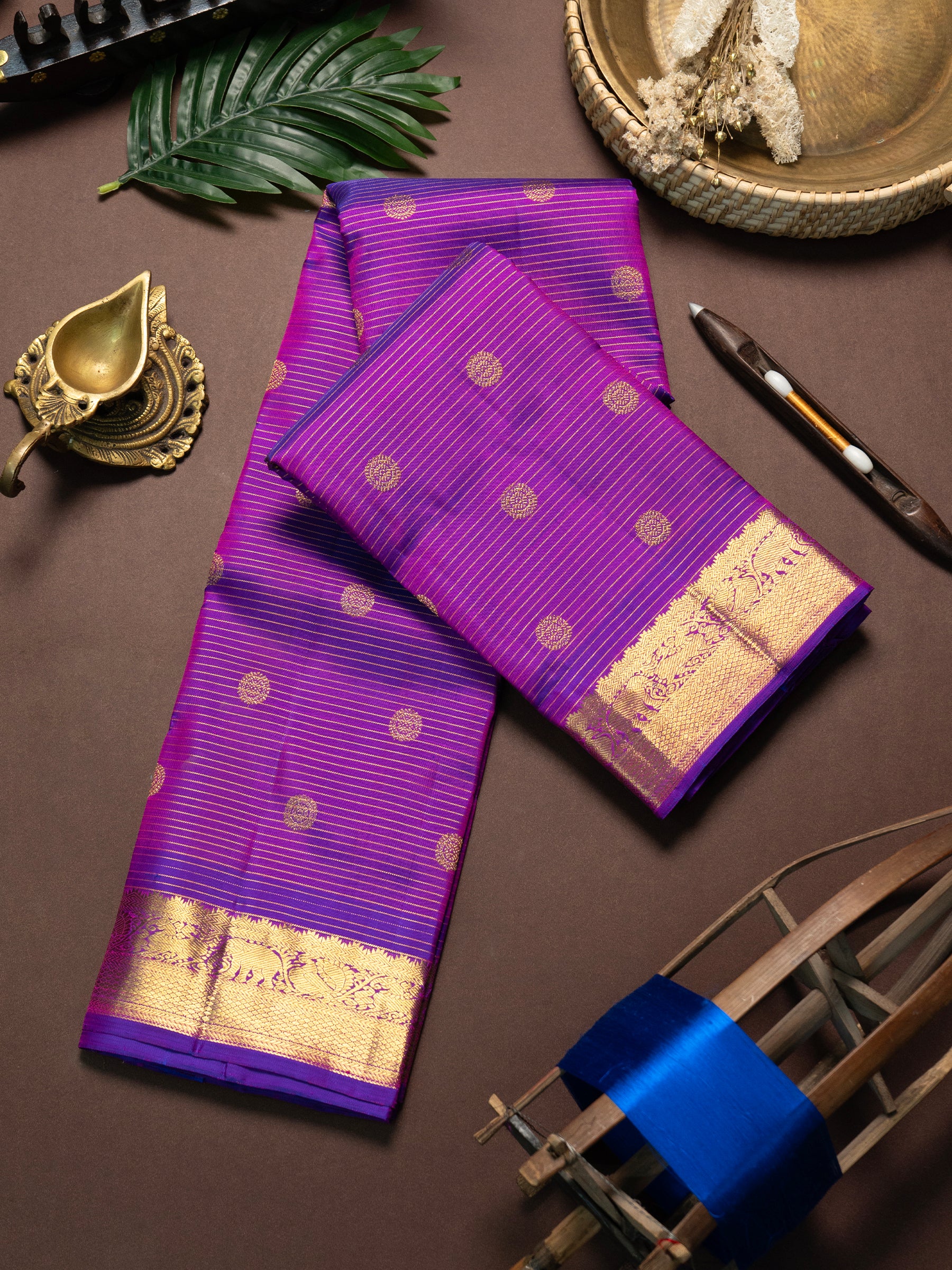 Purple thanthi kambi Kanjipuram Silk Saree CLSA9338