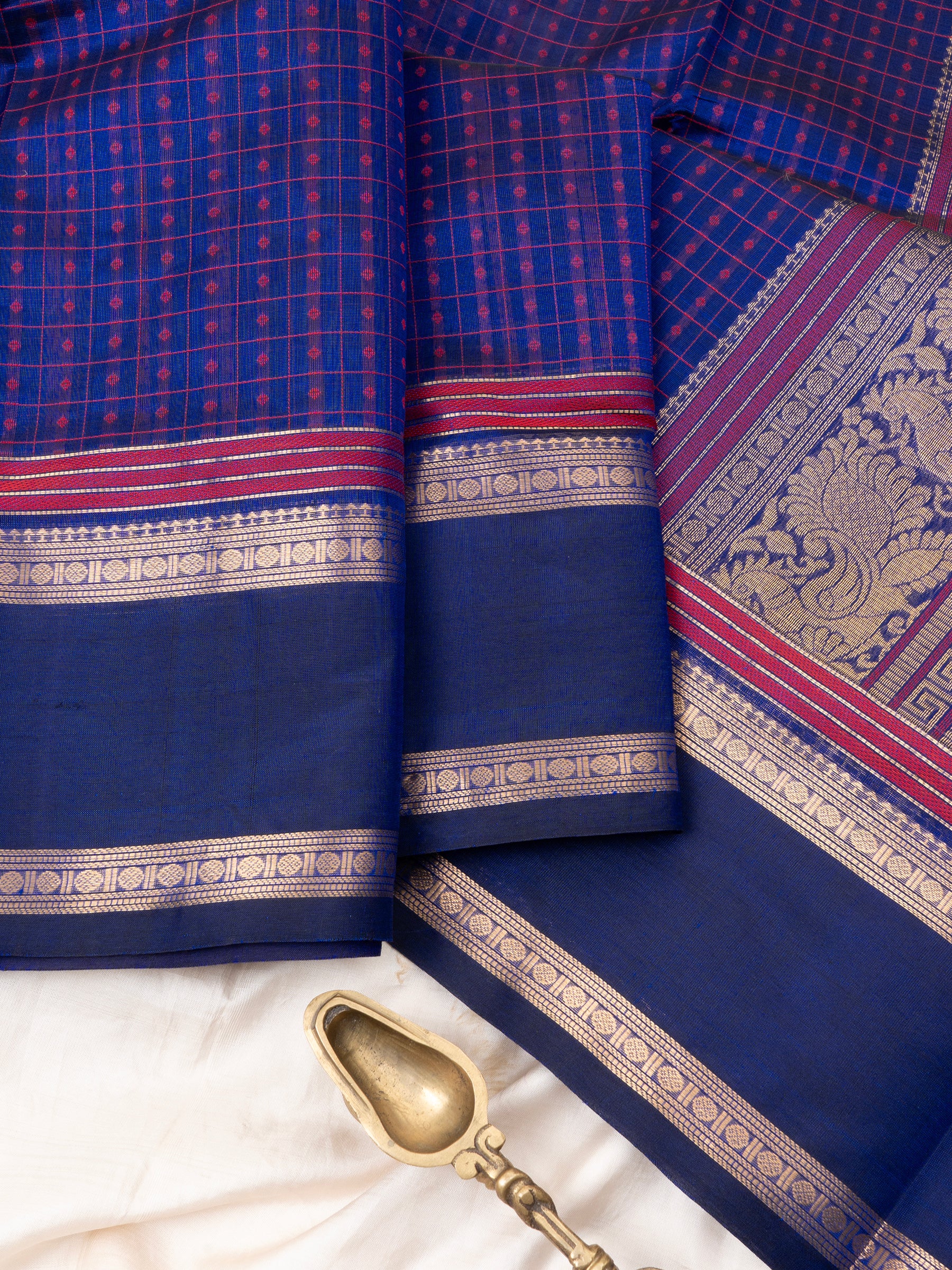 Royal blue rettapet border/ Silk Cotton Saree CLSA9723