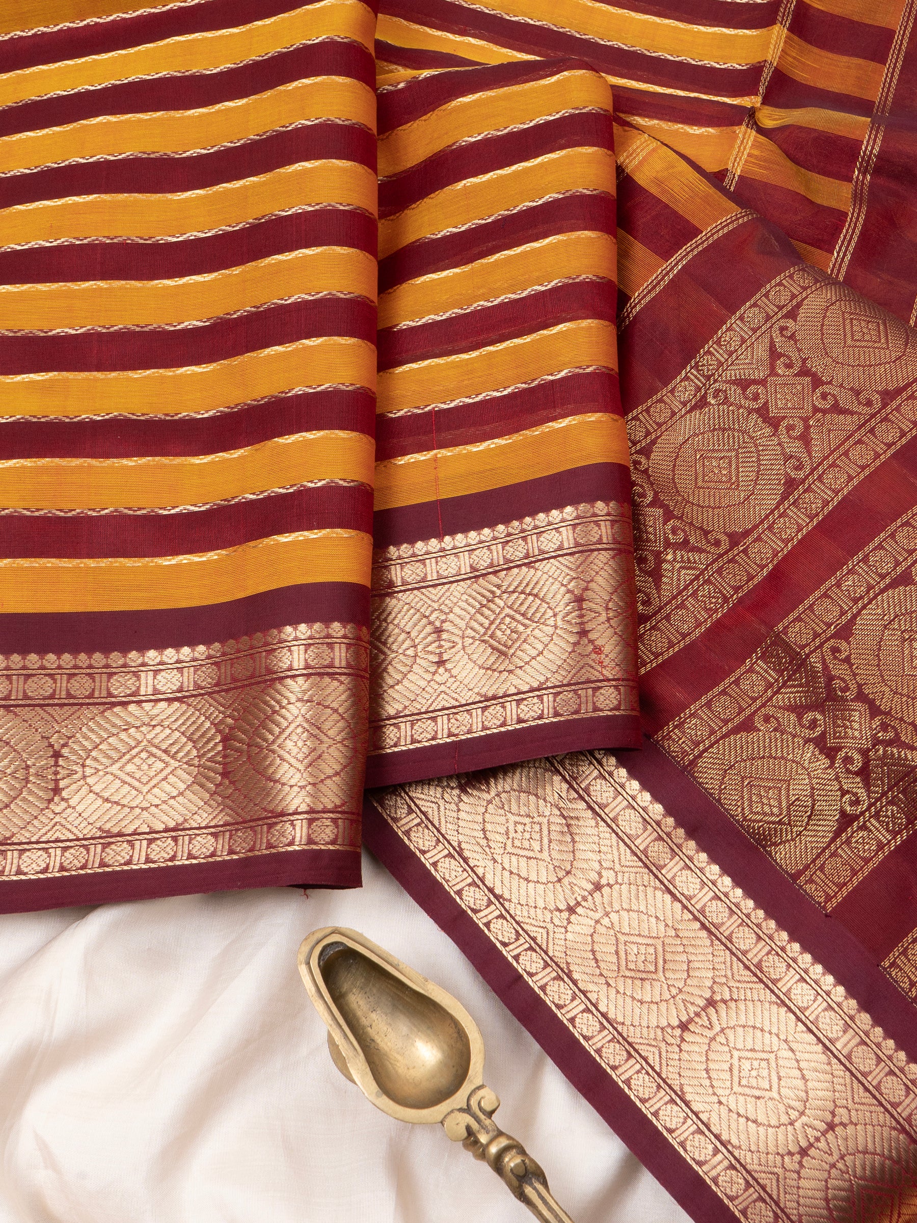Mustard yellow and araku veldari / Silk Cotton Saree CLSA9744