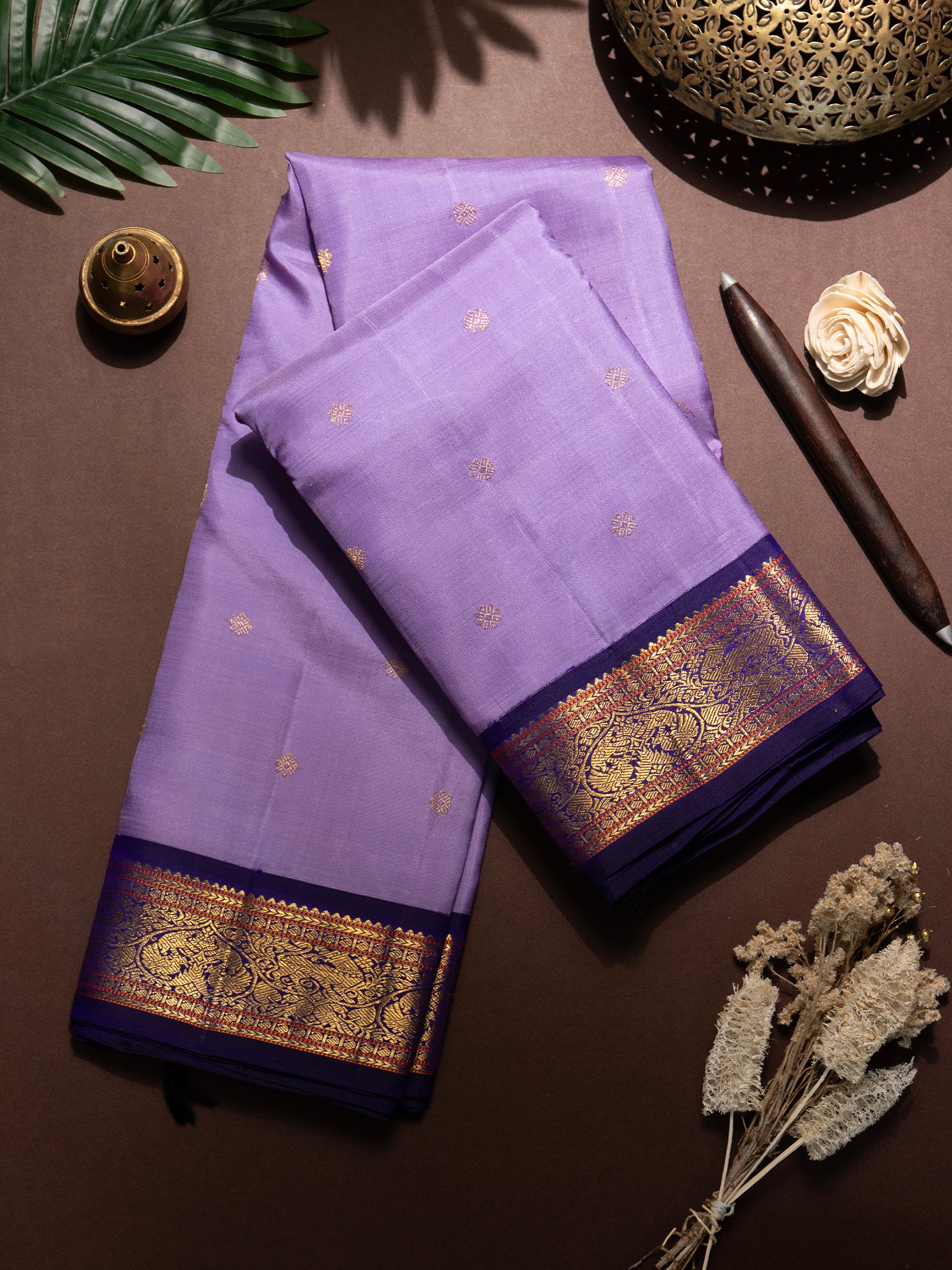 Lavender Kai Korvai. /Kanjipuram Silk Saree CLSA8458