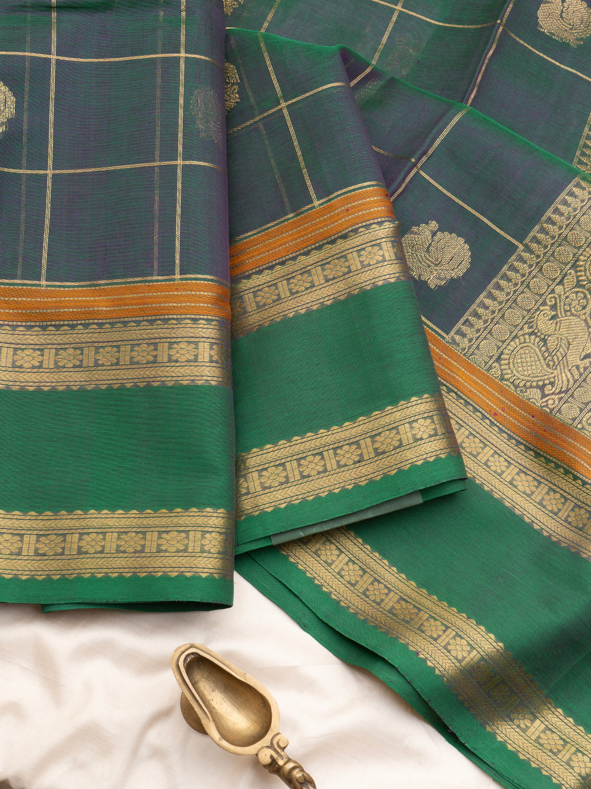 Blue shot green multi butta kattam/ Silk Cotton Saree CLSA6833