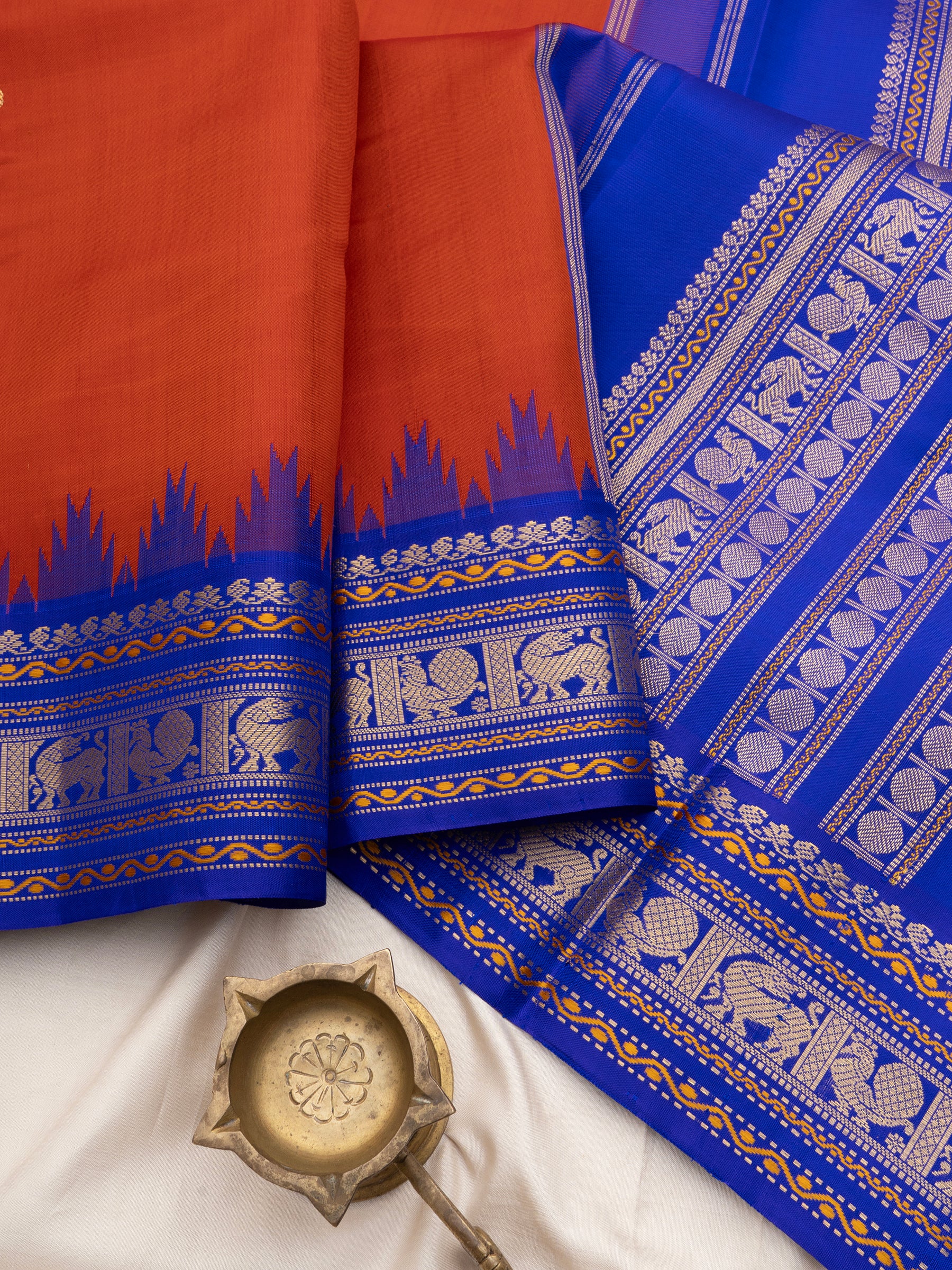 Rustic orange and ink blue / Special Edition Silk CLSA10199