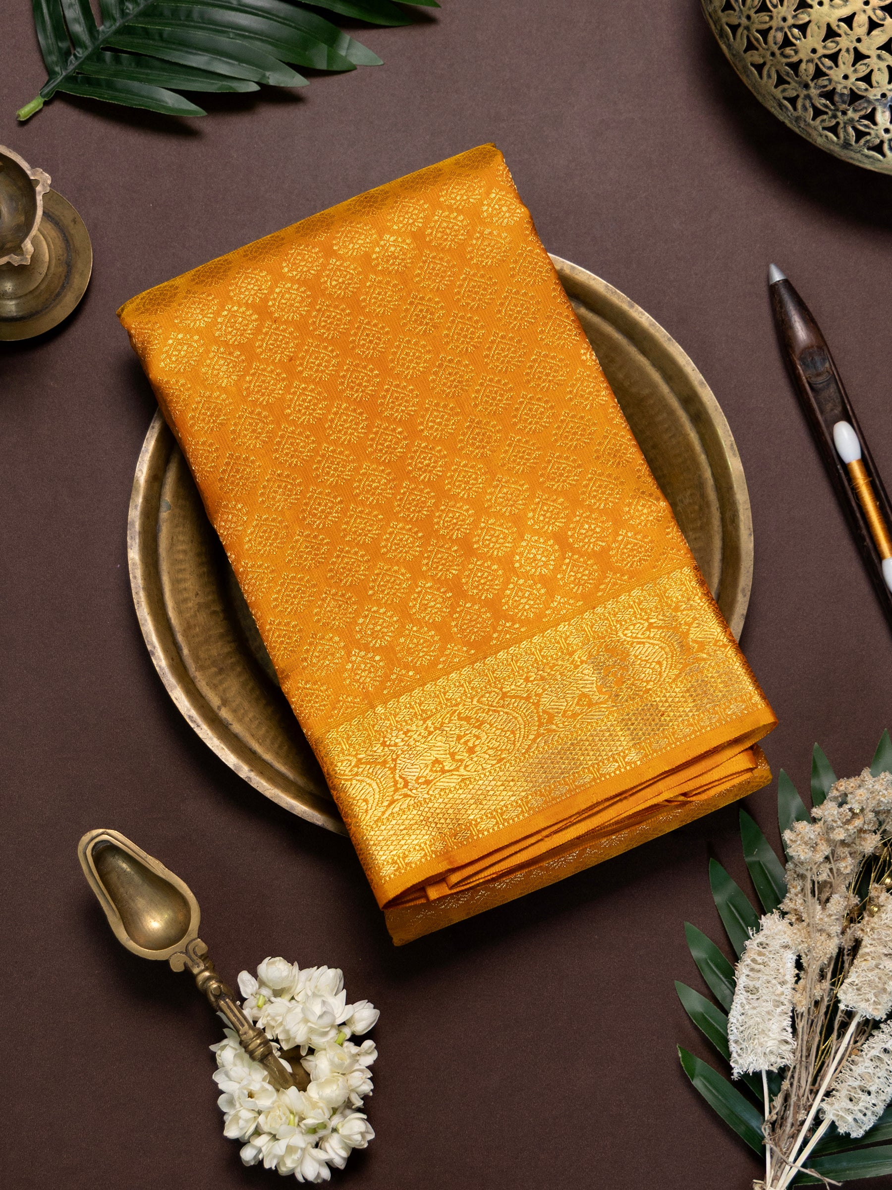 Sunshine orange brocade / Bridal Kanjipuram Silk Saree CLSA4205