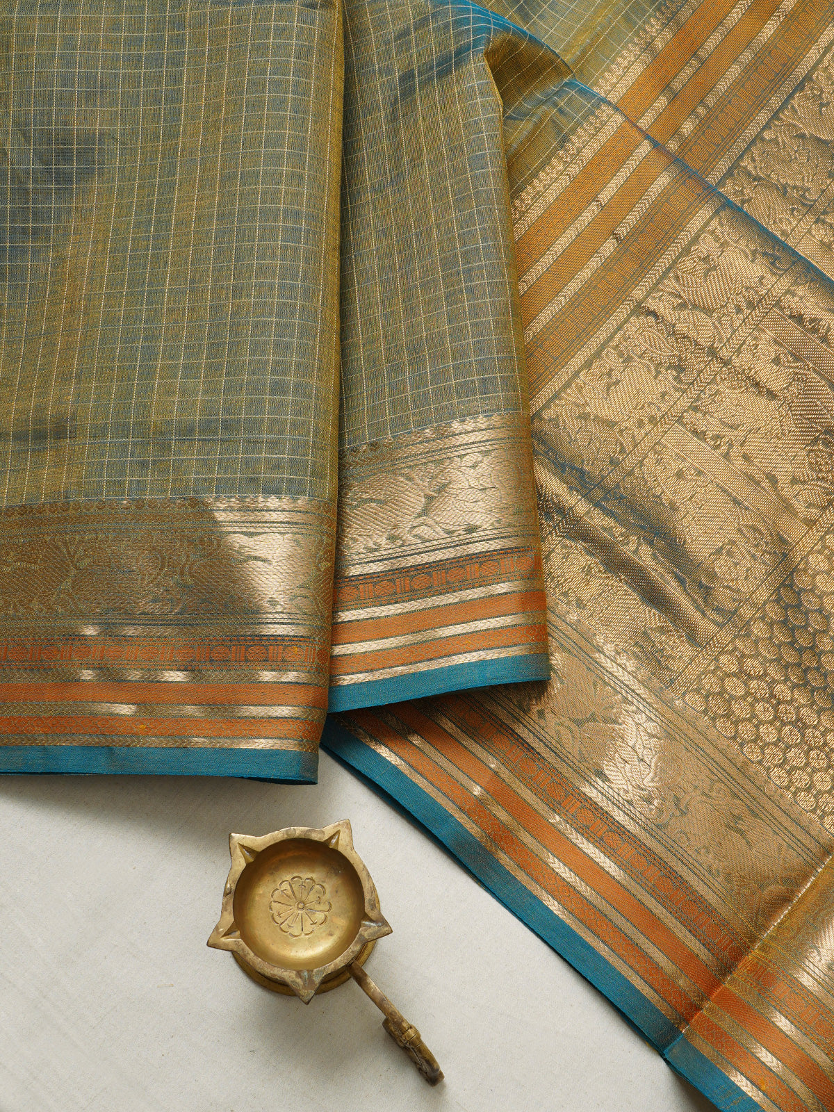 Mustard shot blue / Silk Cotton