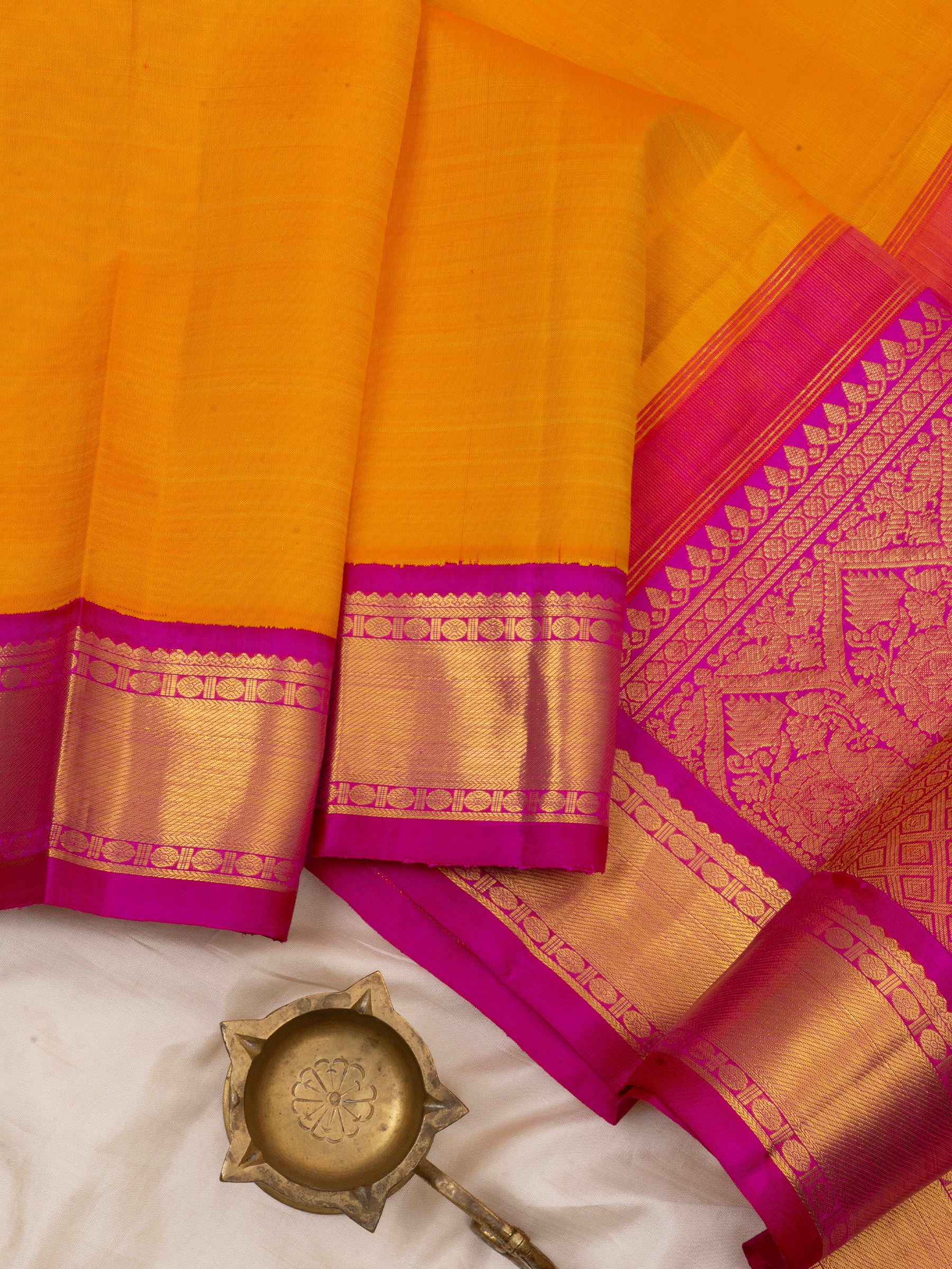 Yellow and pink / Arani Silk Saree CLSA6689