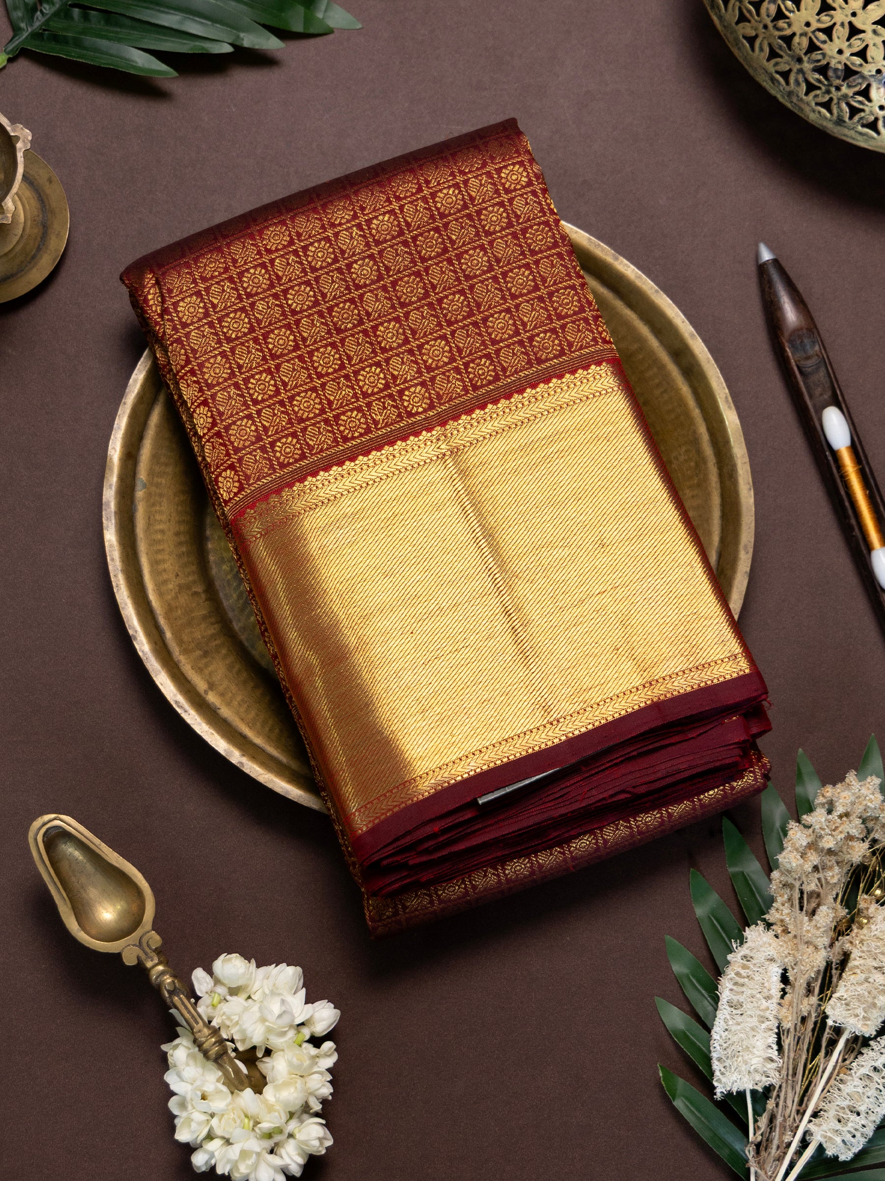 1000 Butta deep brown /Bridal Kanjipuram Silk Saree CLSA6840