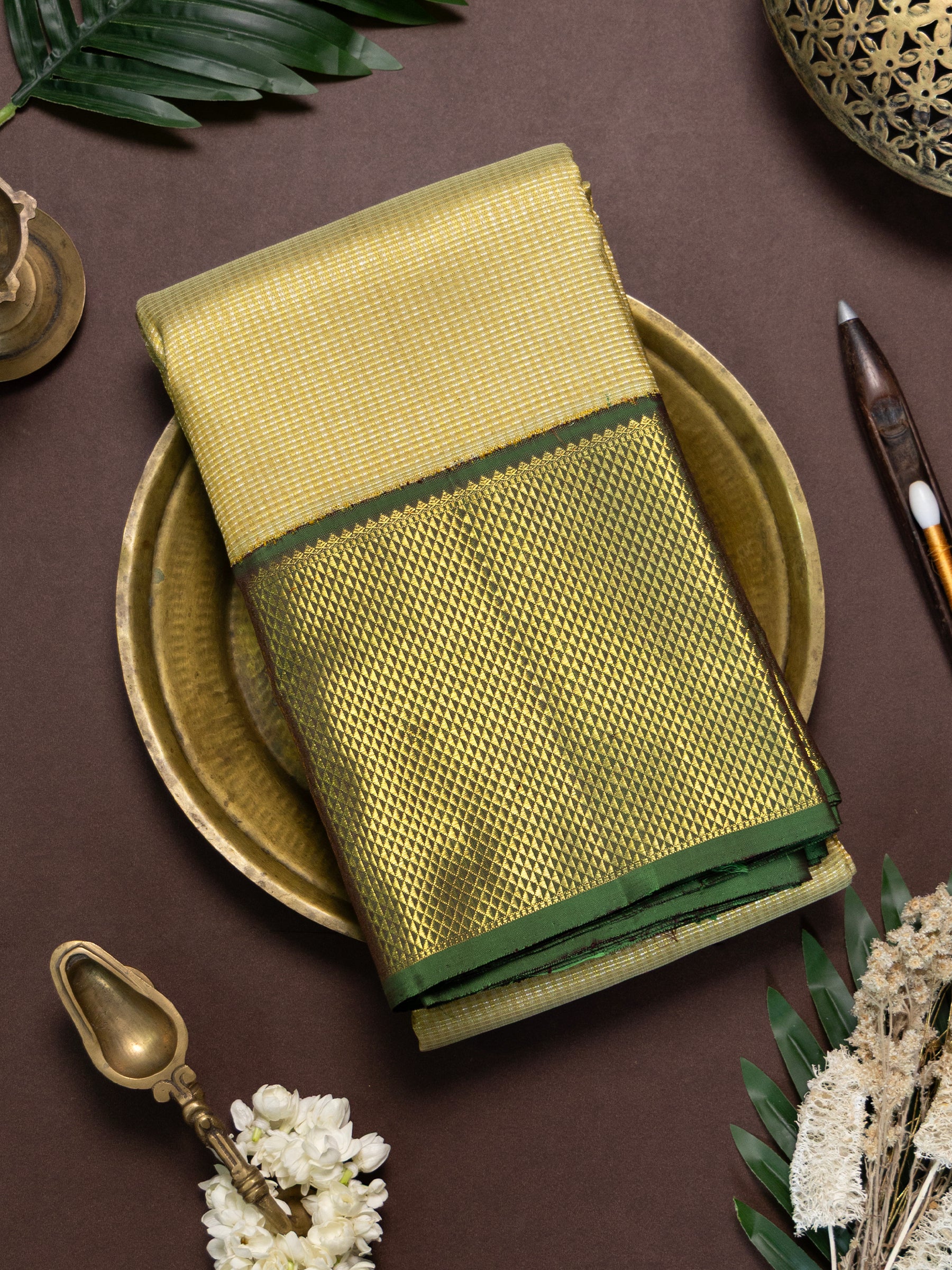 Tissue Oosi brocadade Korvai /Bridal Kanjipuram Silk Saree CLSA5440