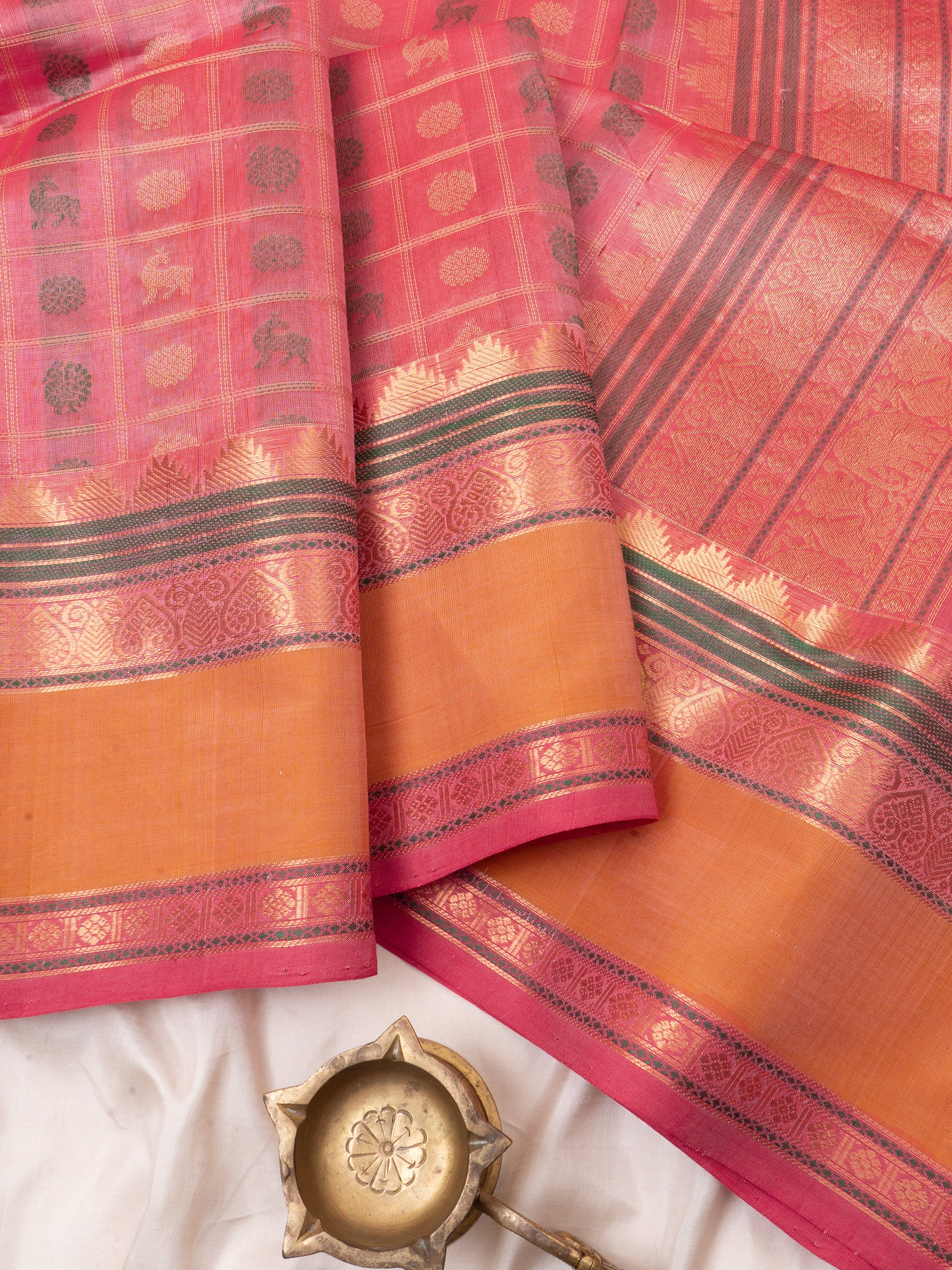 Peach kattam / Silk Cotton