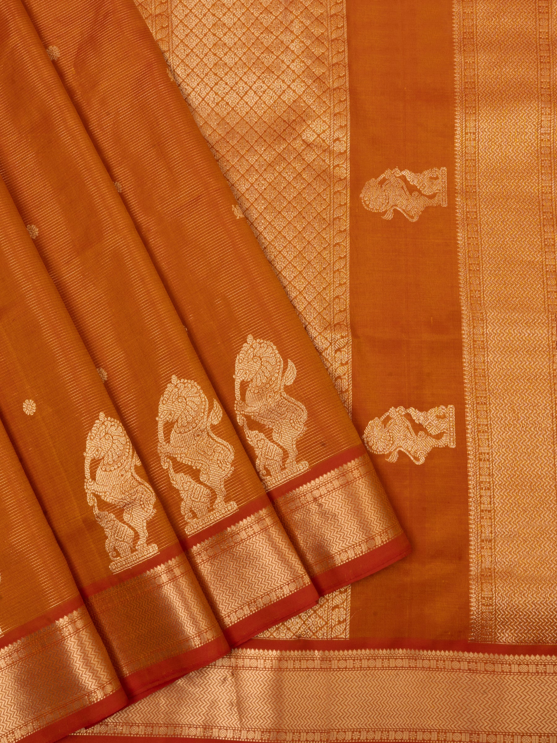 Rustic orange yazhi bettu butta/ Premium Silk Cotton CLSA5734