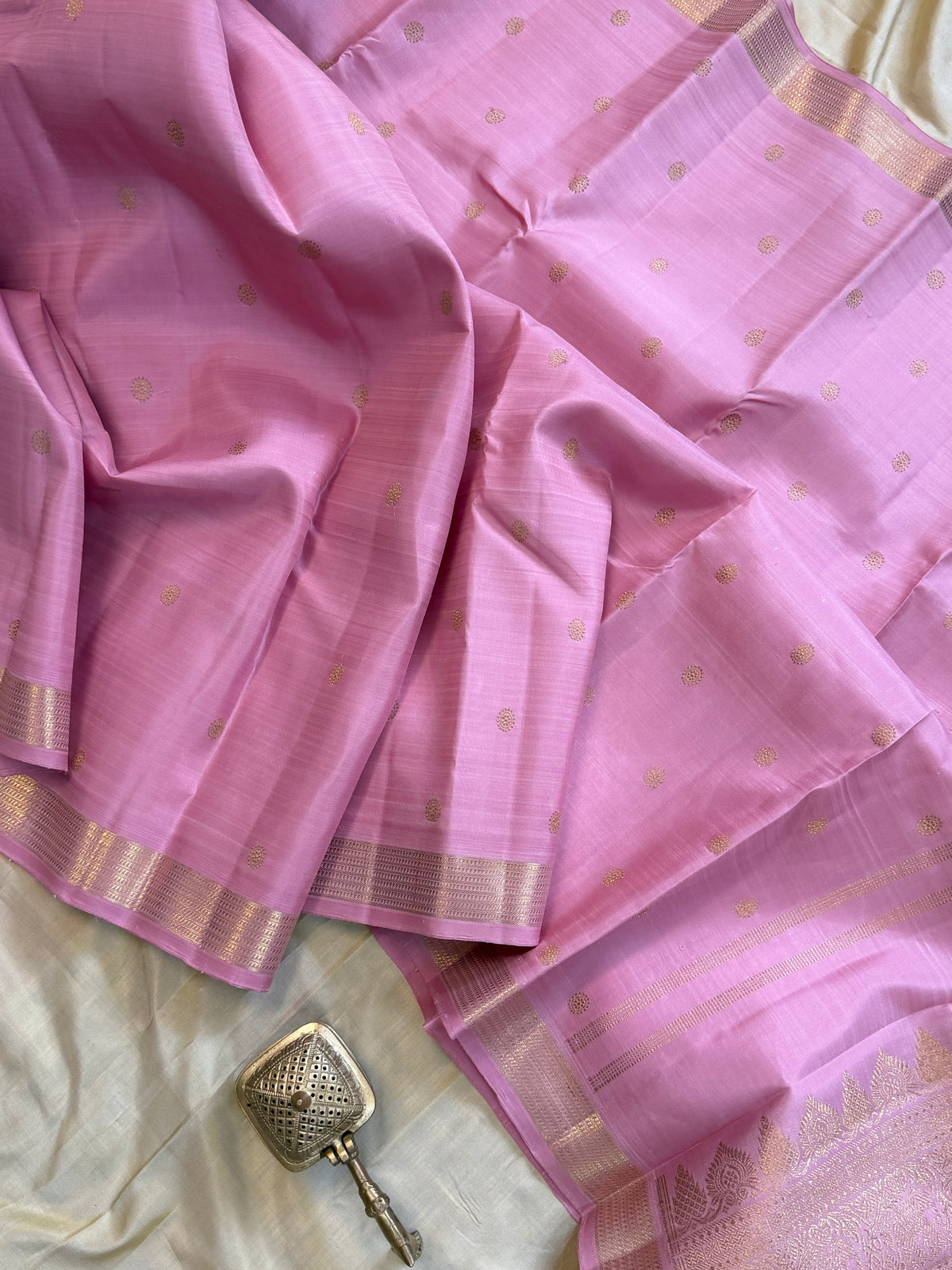 Baby pink butta pure Kanjipuram silk