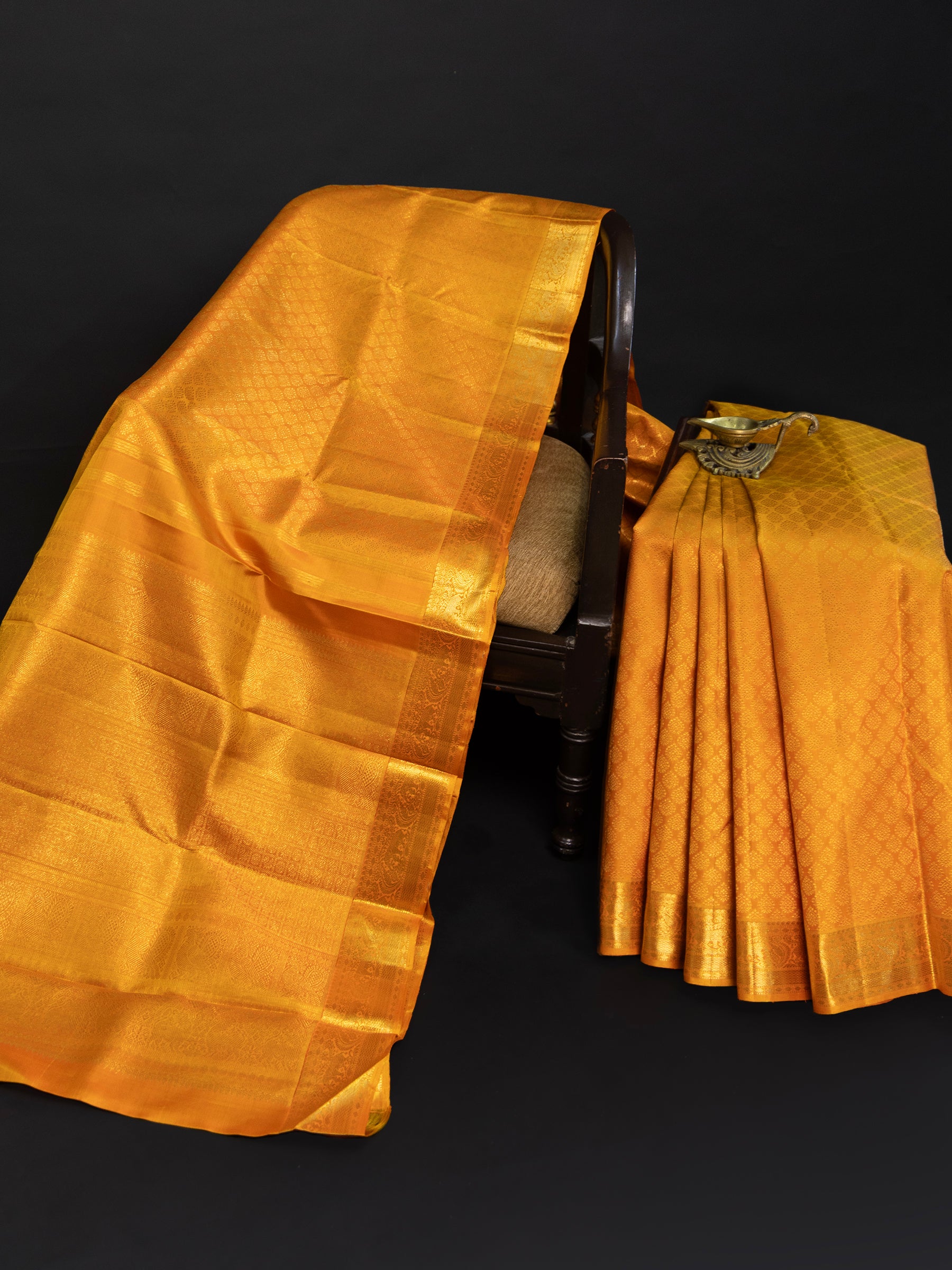 Sunshine orange brocade / Bridal Kanjipuram Silk Saree CLSA4205