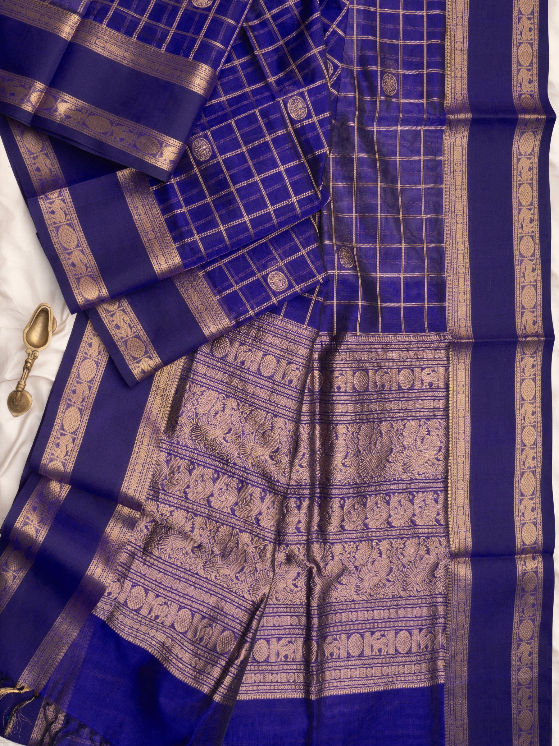 Deep blue kattam butta / Silk Cotton Saree CLSA10259