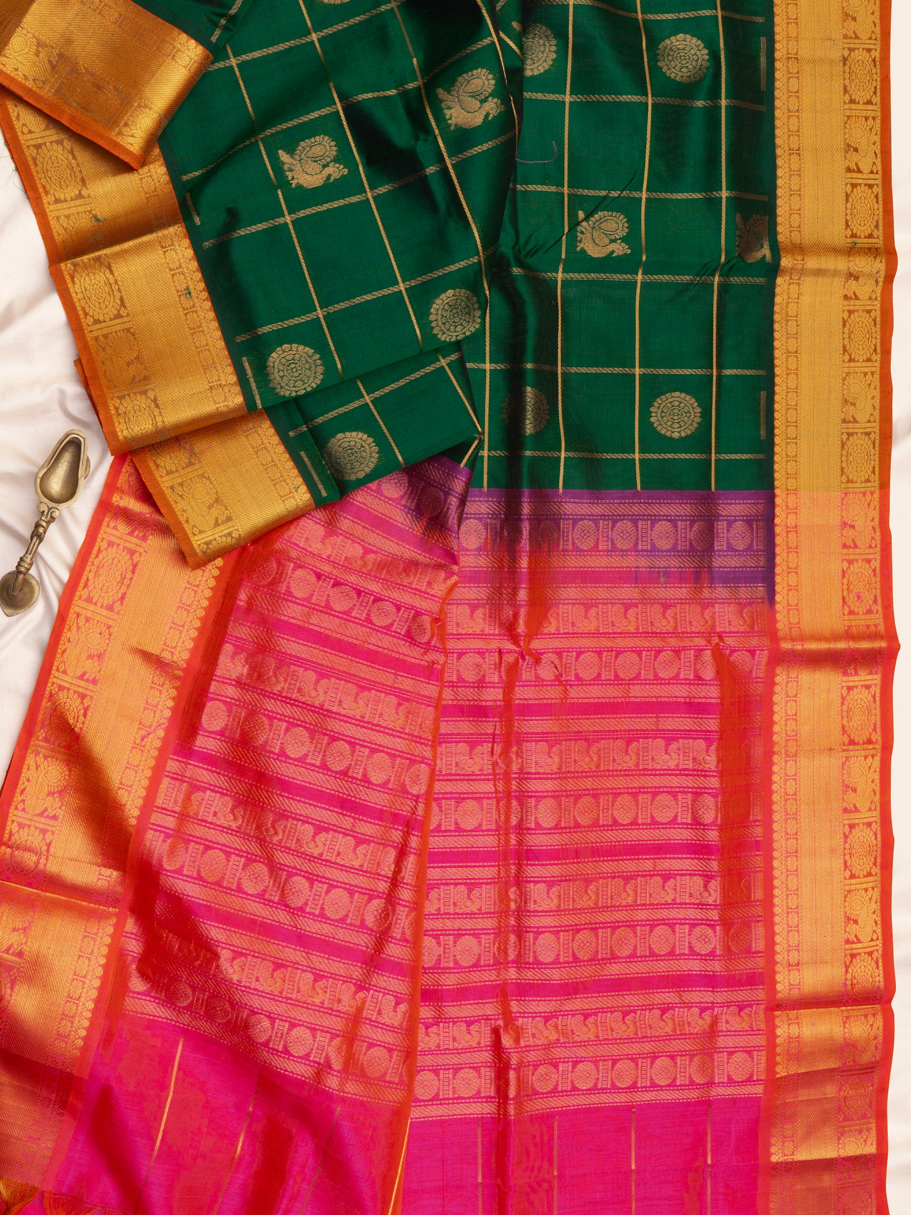 Green kattam butta / Silk Cotton Saree CLSA10419