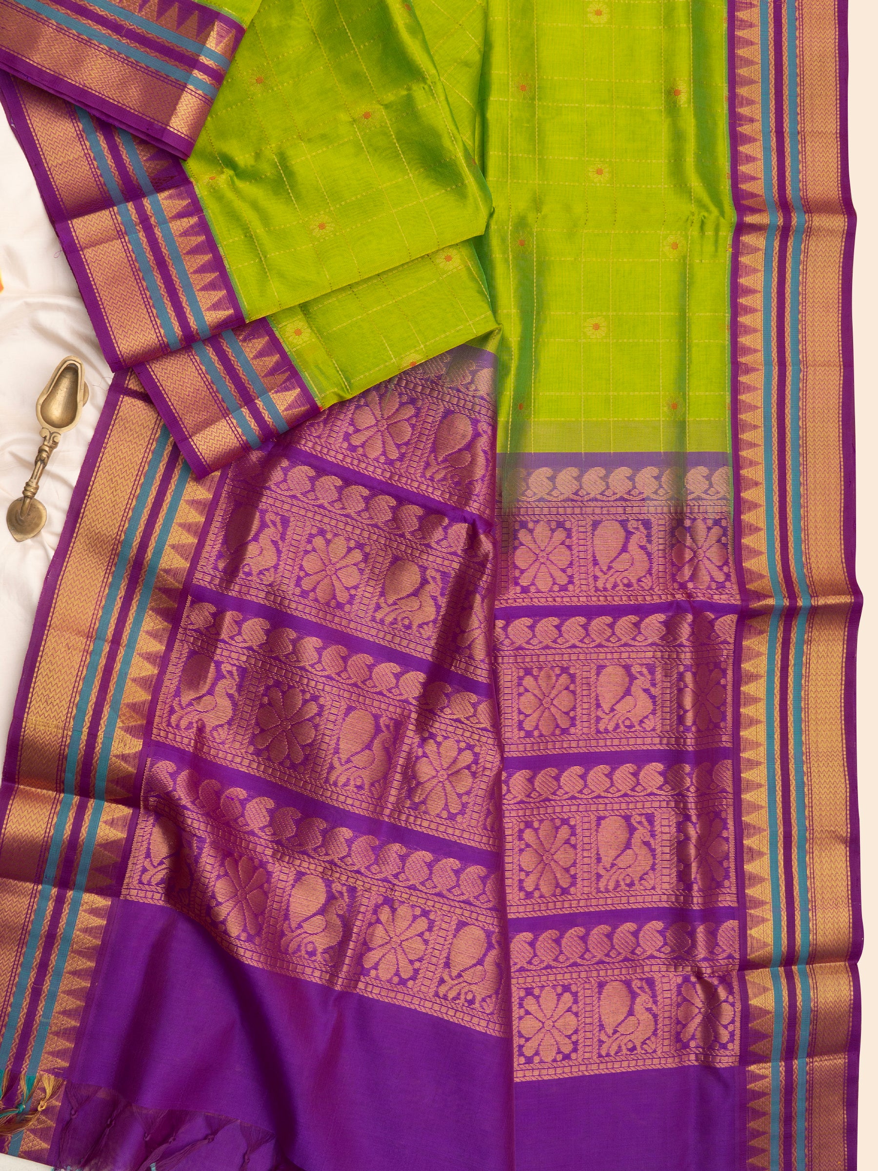 Sneha green kattam meenakari butta / Silk Cotton CLSA10433