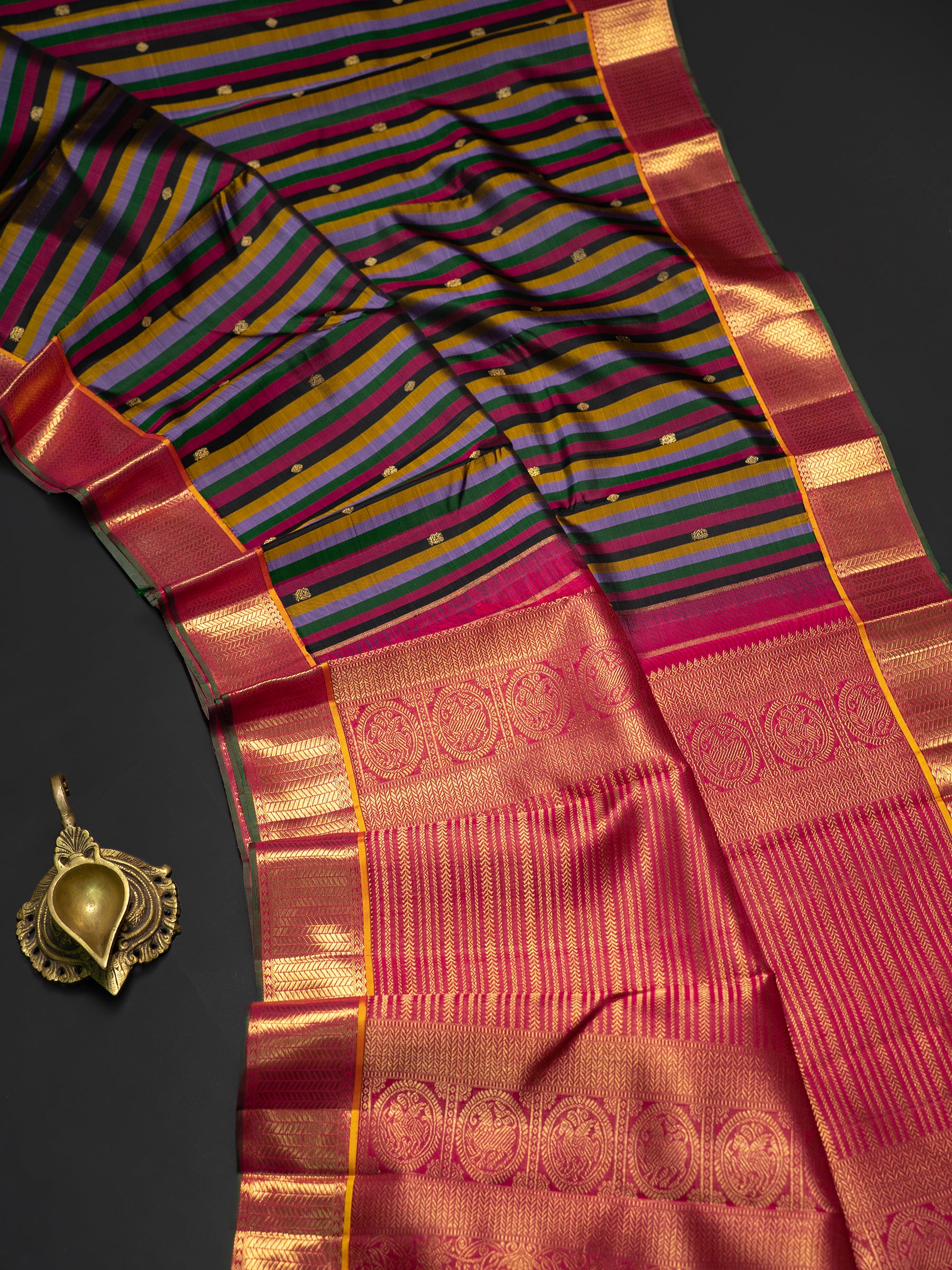 Multiple colour Korvai / Kanjipuram Silk Saree CLSA10632