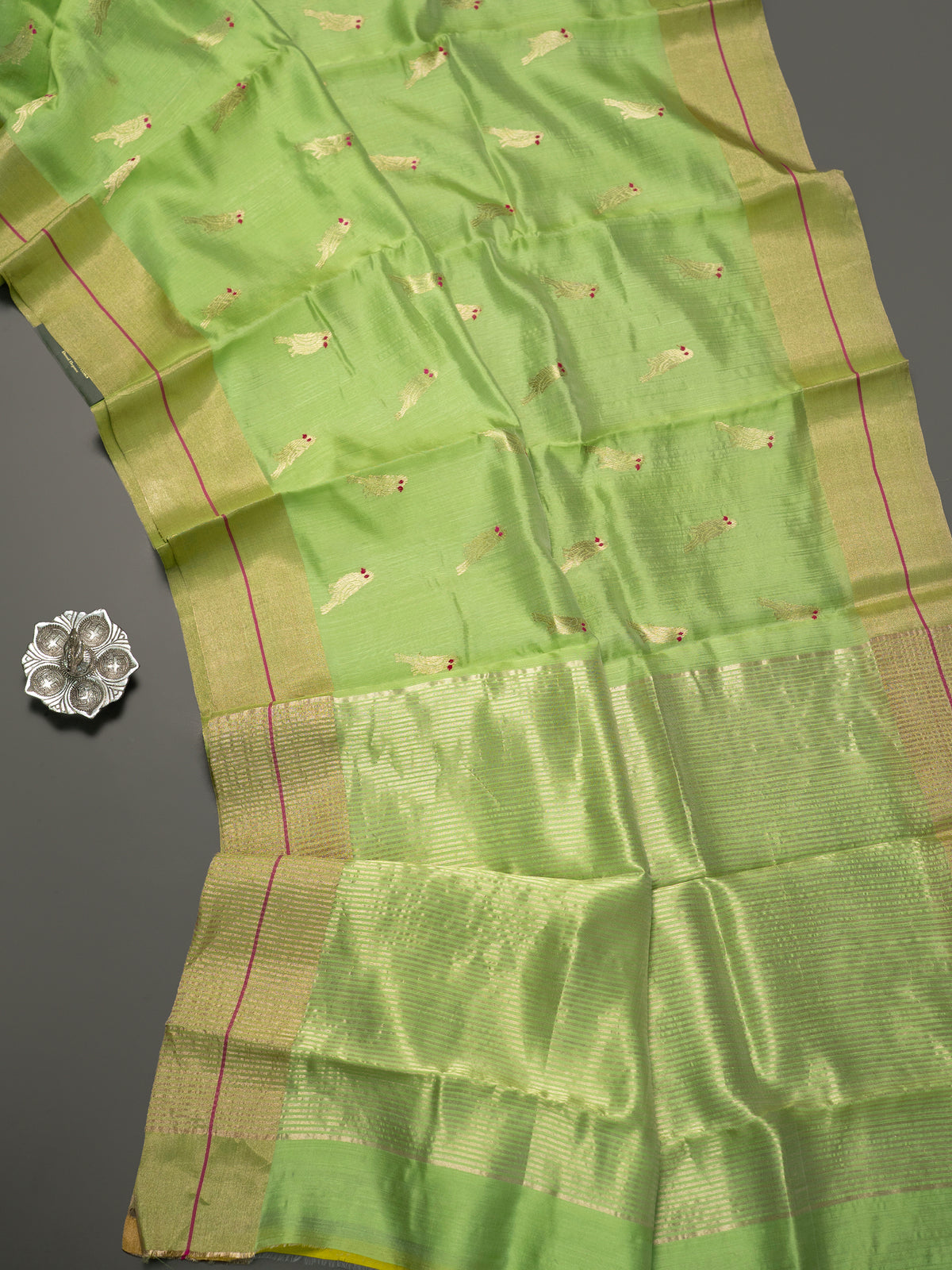 Parrot green with parrot meenakari butta/ Chanderi silk Saree CLSA10877