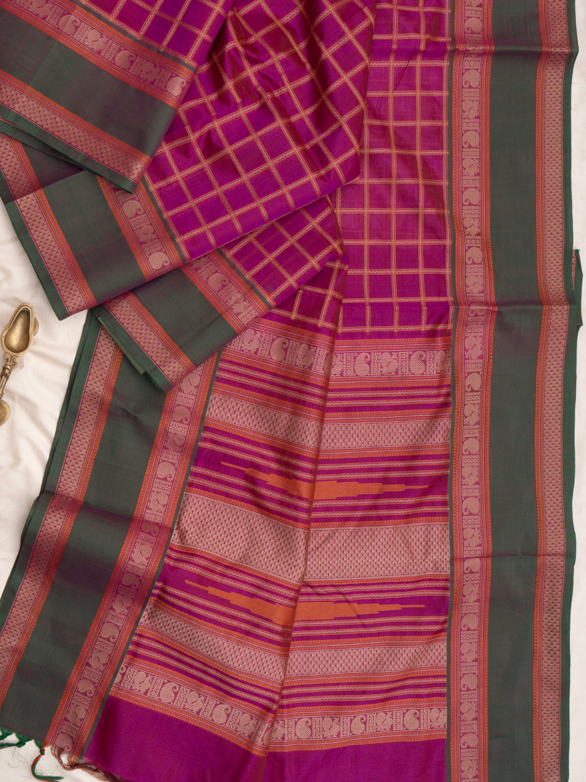 Pink kattam rettapet border/ Silk Cotton Saree CLSA11838