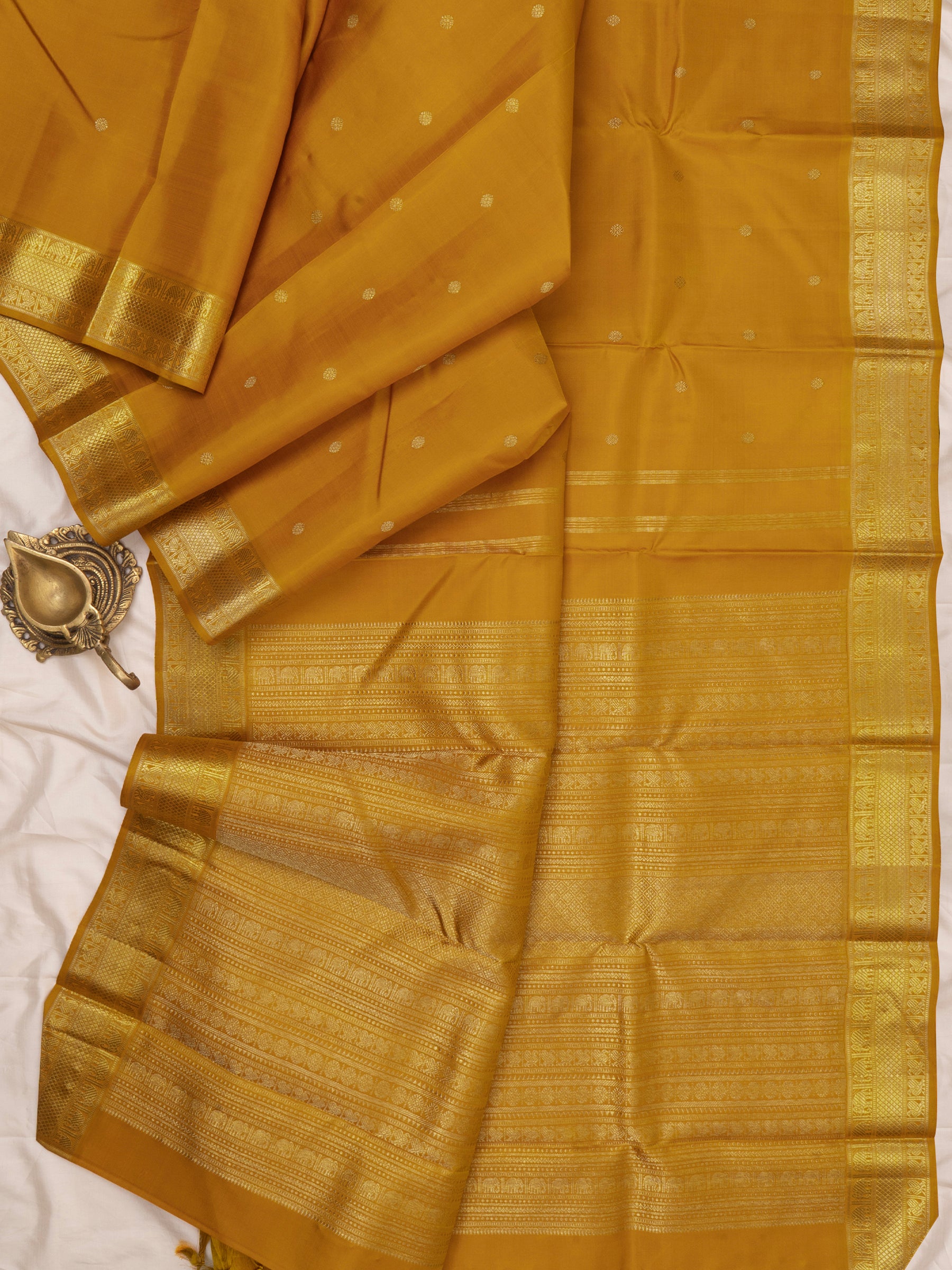 Golden mustard getti border/ Kanjivaram Silk Saree CLSA6333