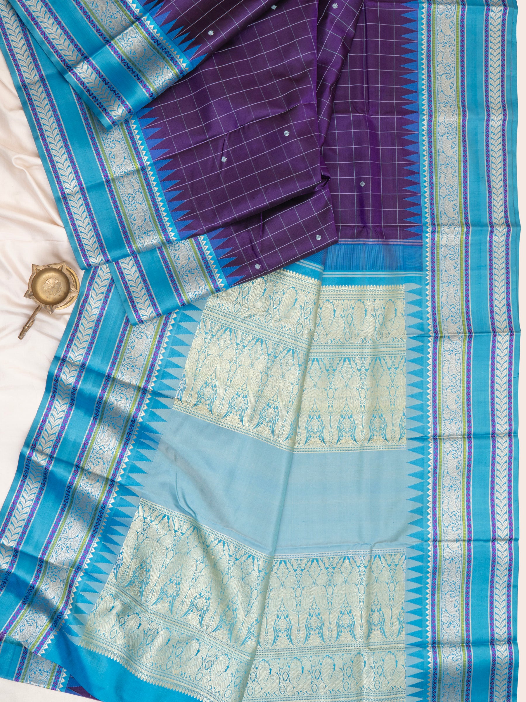 Purple and anandha blue kattam / Special Edition Silk CLSA3859