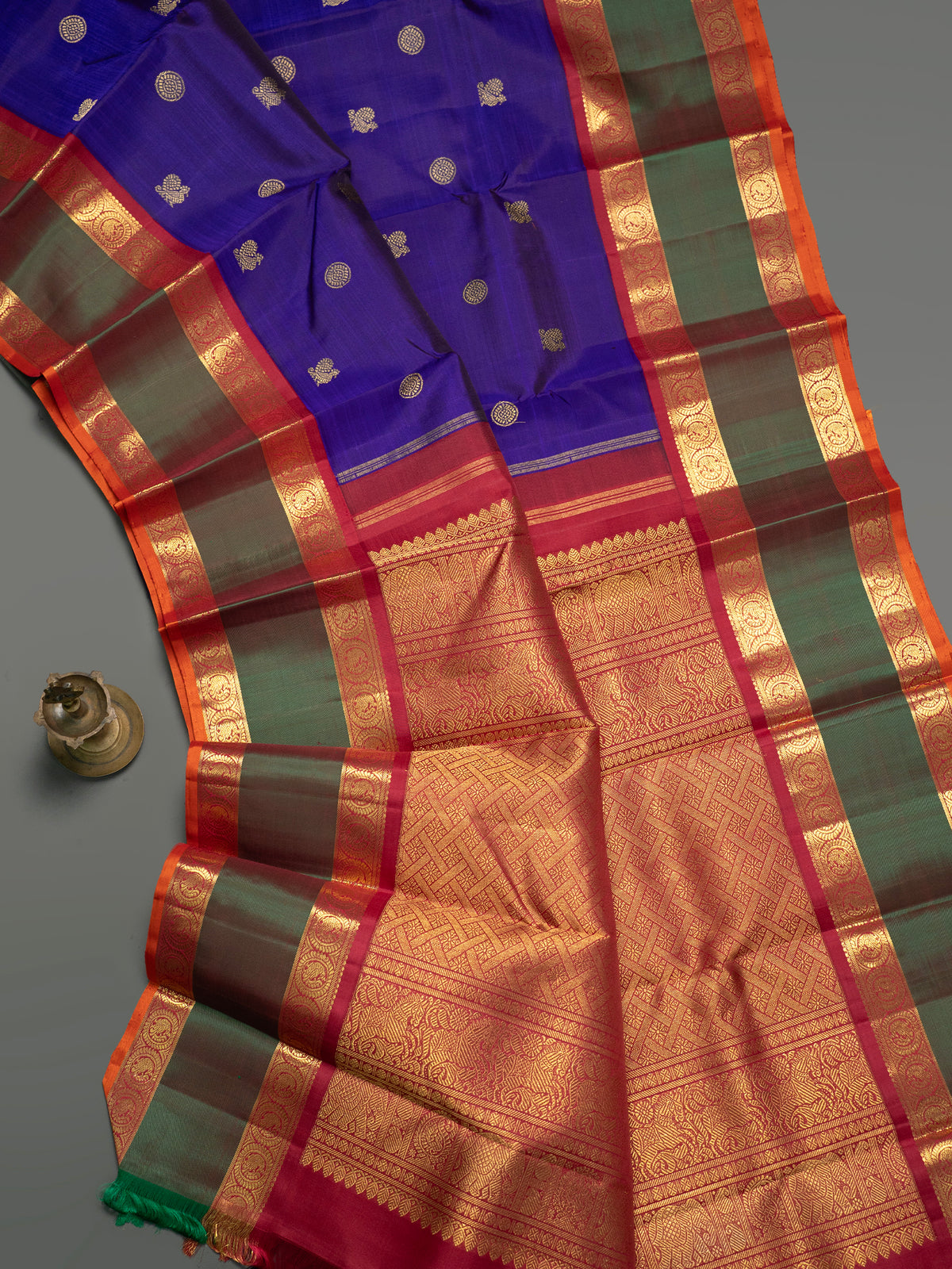 Vintage Purple blue Annam retta pet Pure Kanjipuram Silk Saree CLSA