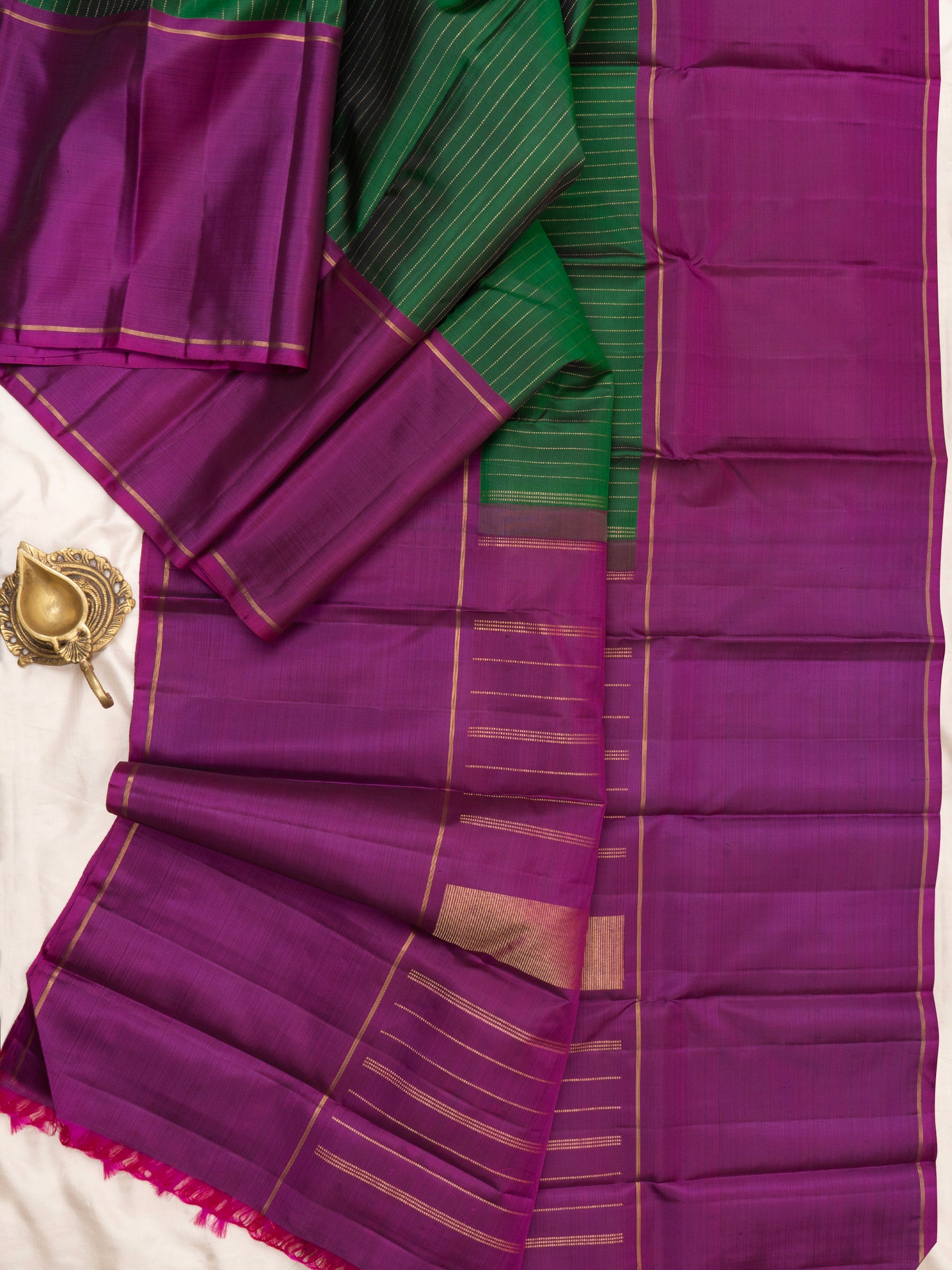 Green and magenta long border/Kanjipuram silk Saree CLSA5449