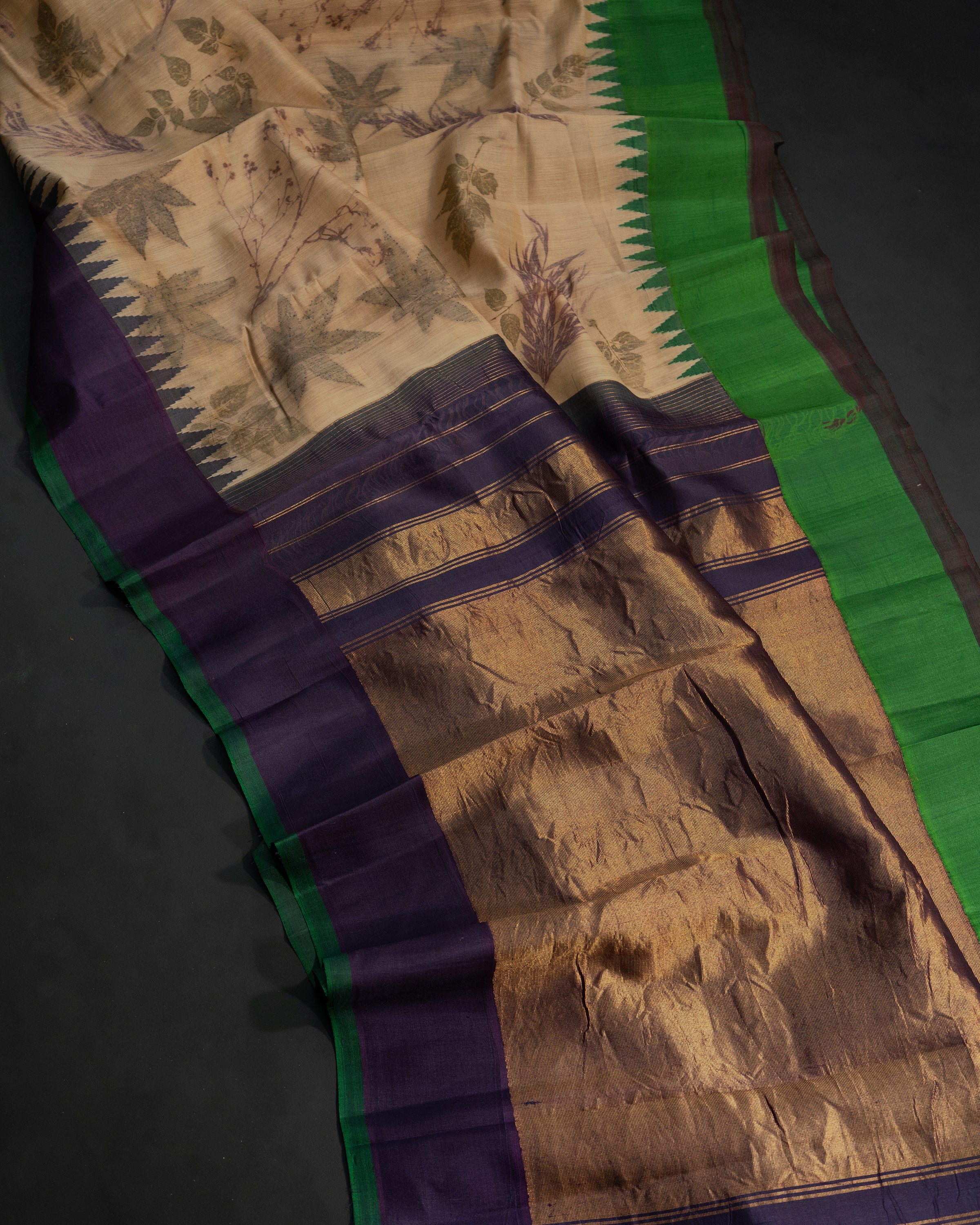 Eco Print Gadwal Silk Cotton saree CLSA7390